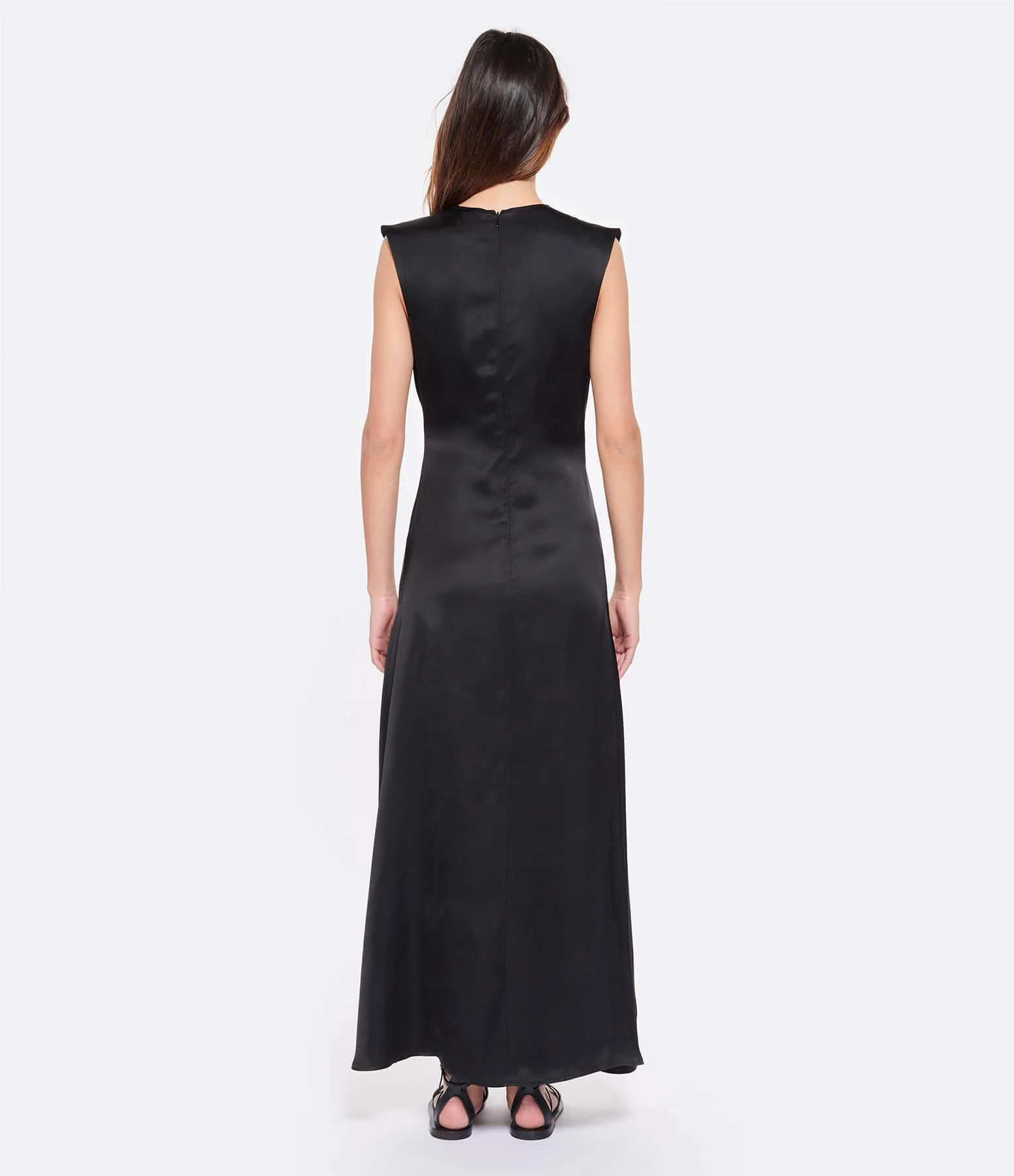 LOULOU STUDIO Robe Sans Manches Copan Satin Noir 6 LOULOU STUDIO Robe Sans Manches Copan Satin Noir – Image 4