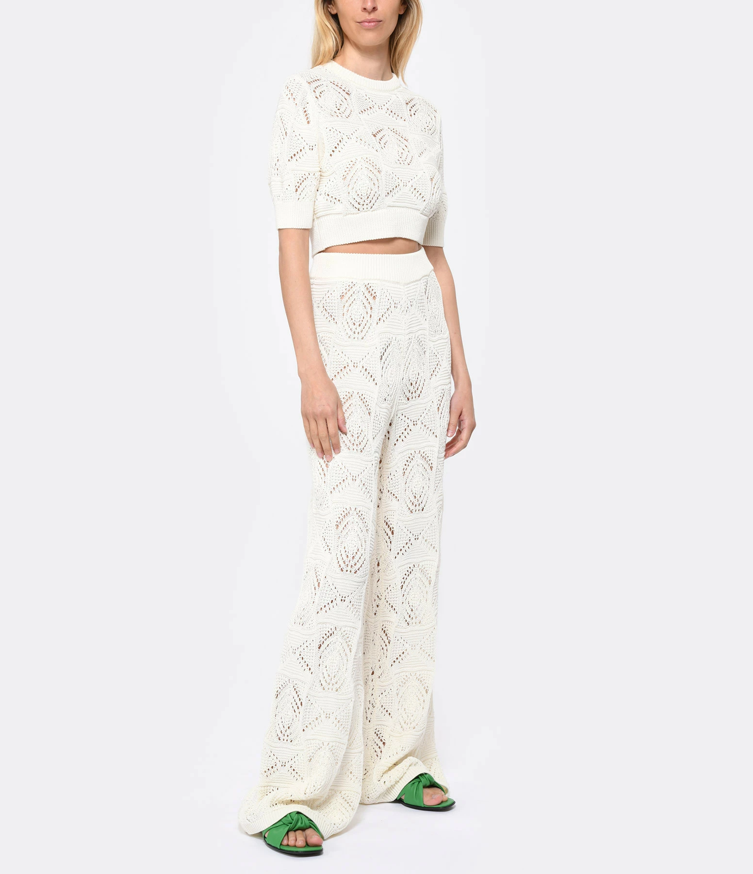 LOULOU STUDIO Pantalon Crochet Alma Coton Ivoire – Image 2