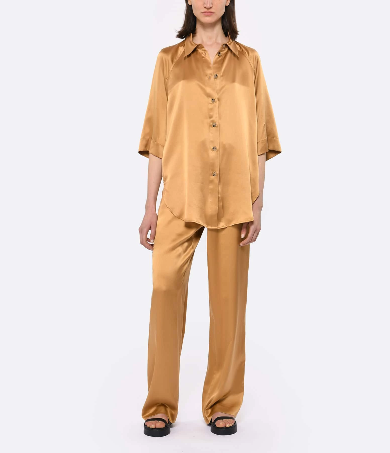 LOULOU STUDIO Pantalon Soma Soie Camel – Image 5