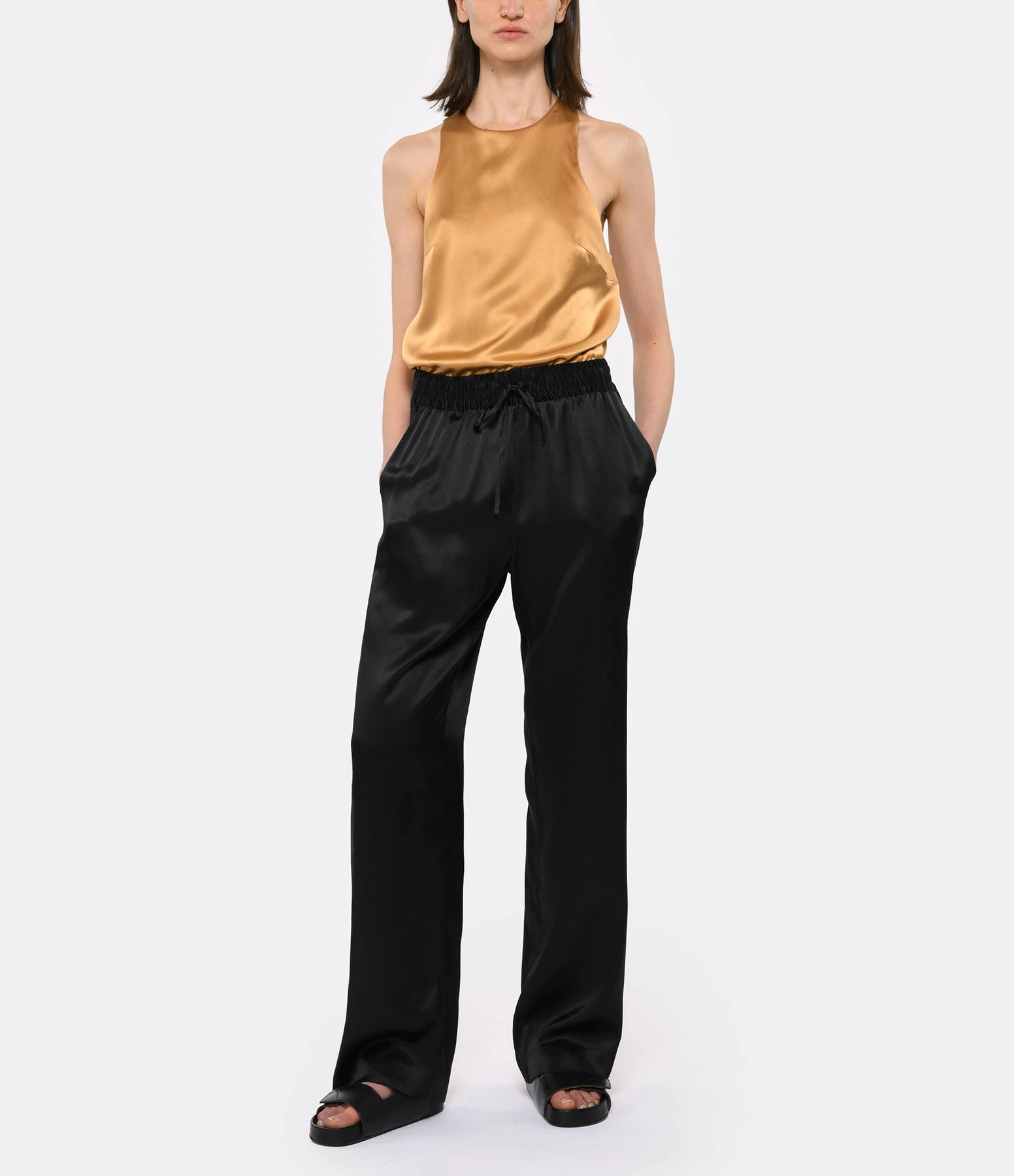 LOULOU STUDIO Pantalon Soma Soie Noir – Image 2