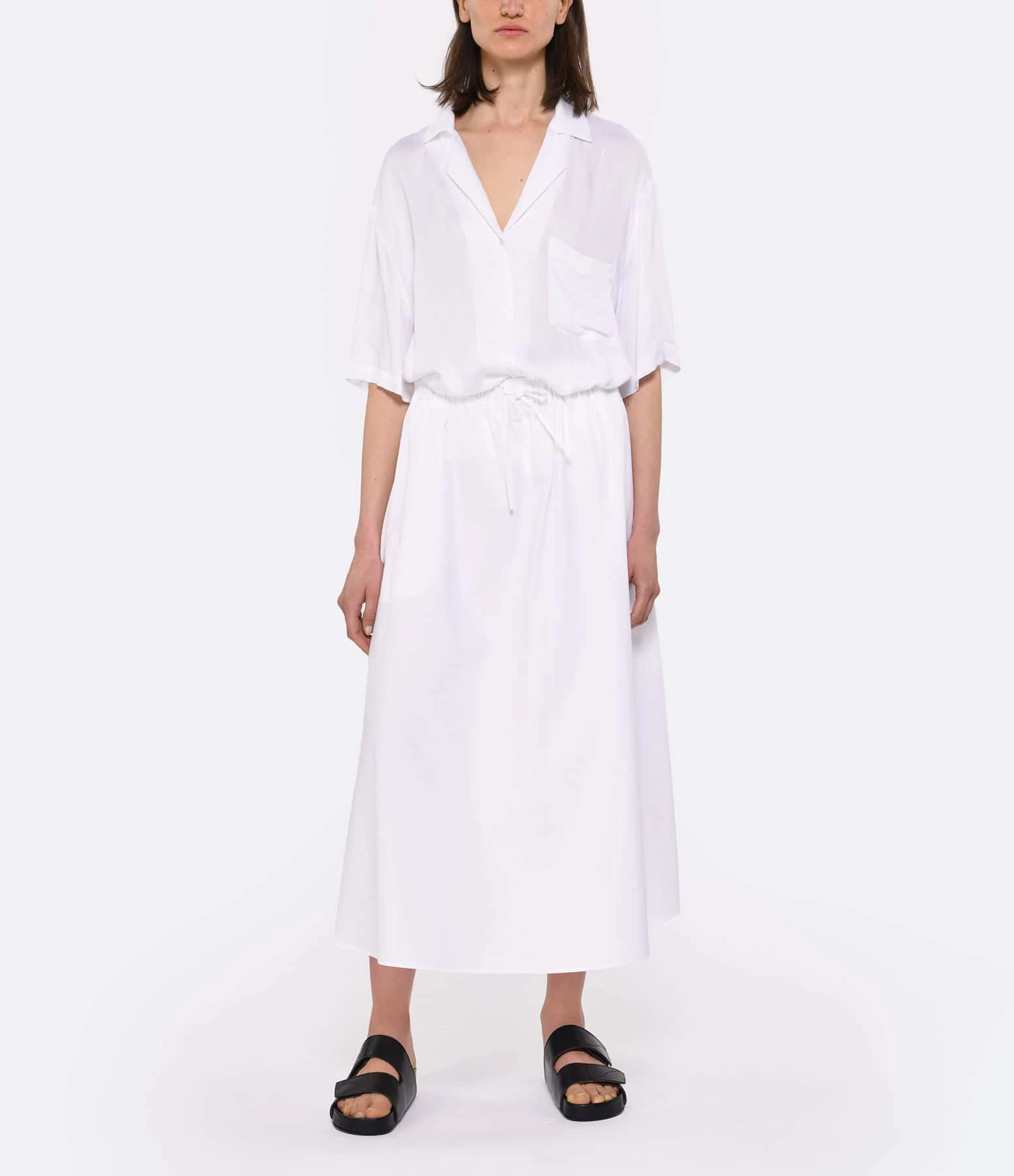 LOULOU STUDIO Jupe Midi Teli Coton Blanc – Image 2