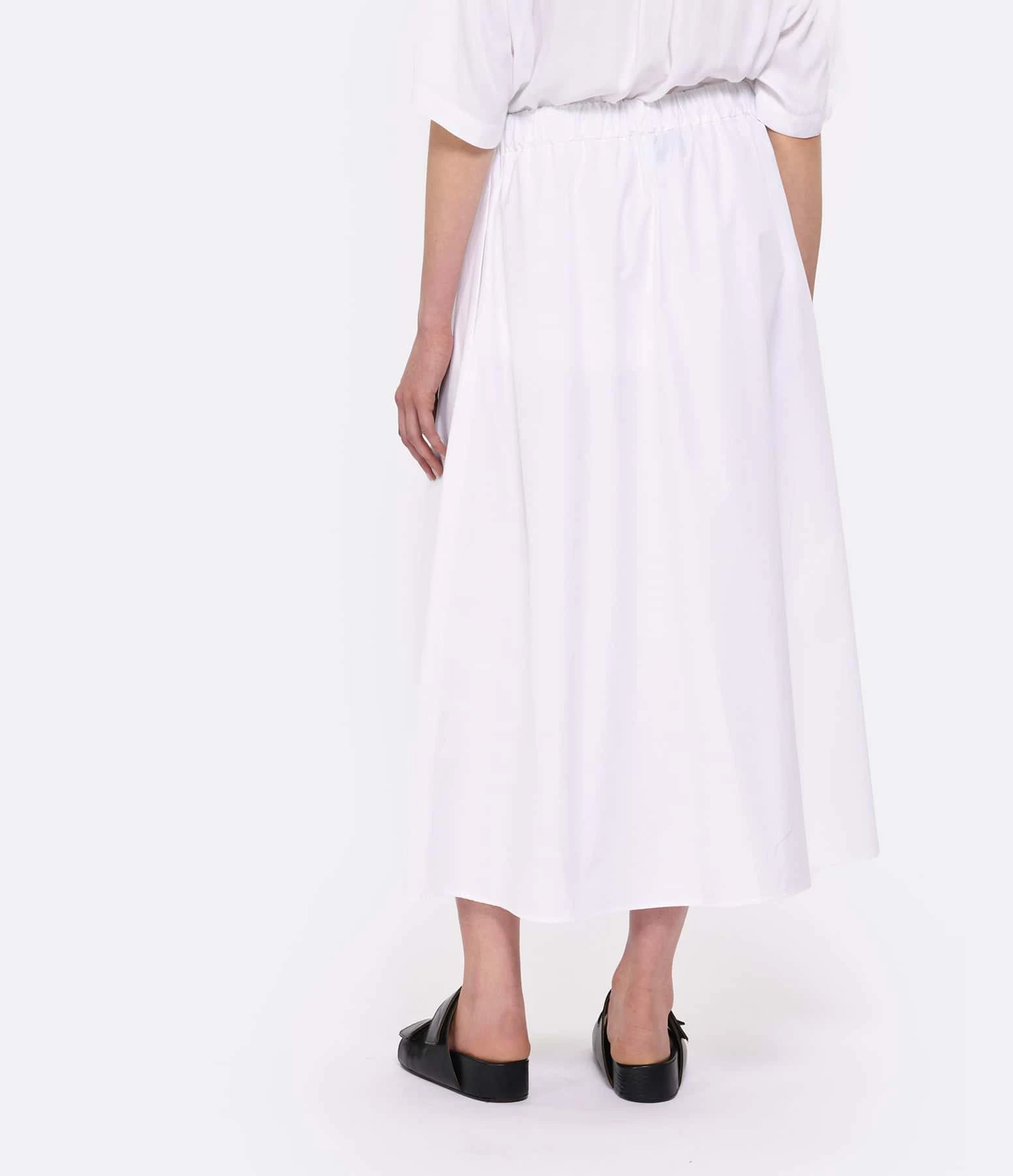 LOULOU STUDIO Jupe Midi Teli Coton Blanc – Image 4
