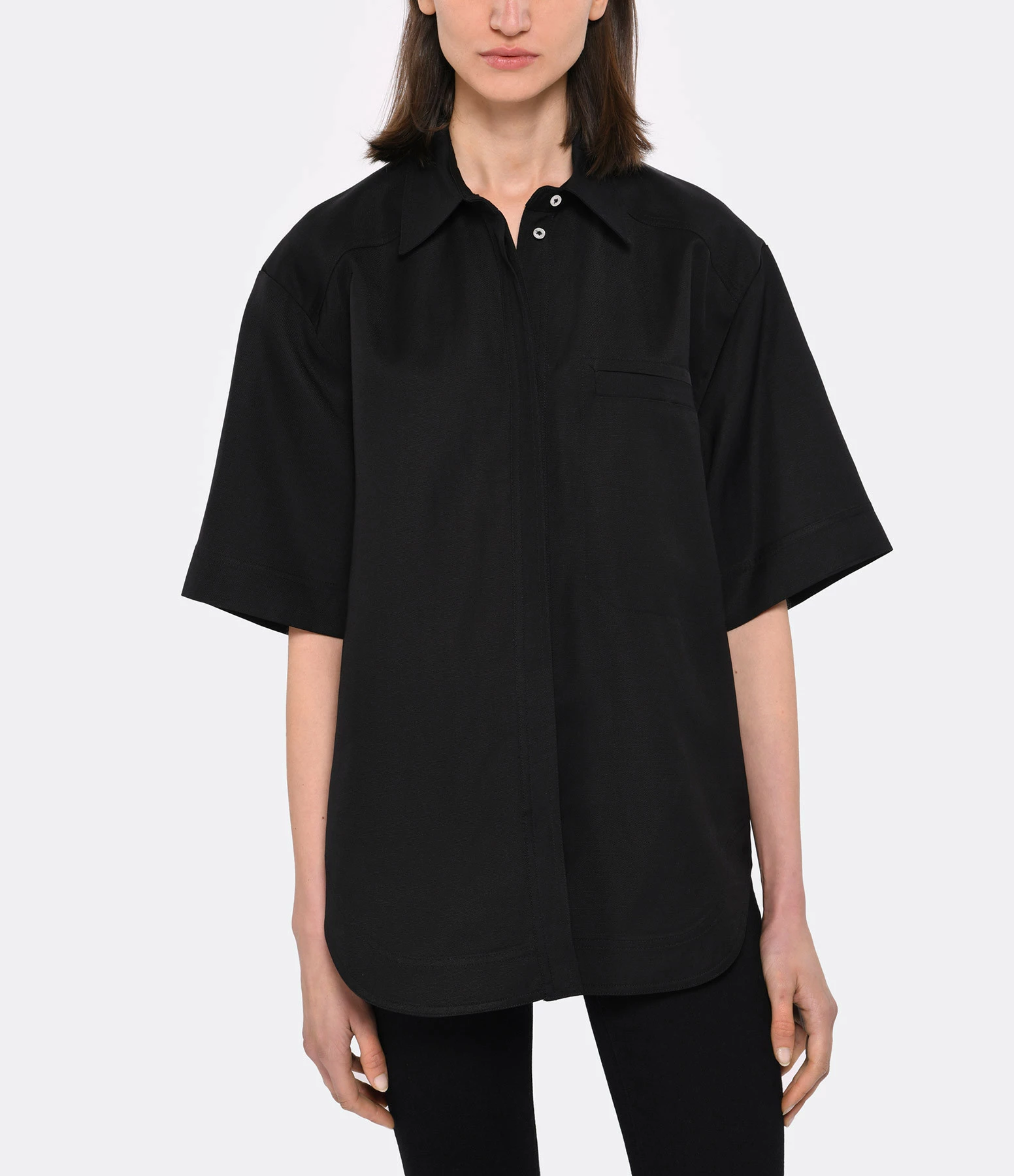 LOULOU STUDIO Chemise Manches Courtes Moheli Noir – Image 2