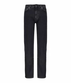 LOULOU STUDIO Jean Wular Droit Coton Noir Délavé