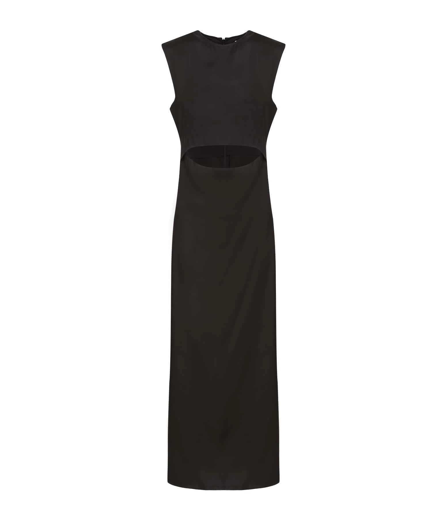 LOULOU STUDIO Robe Sans Manches Copan Satin Noir 3 LOULOU STUDIO Robe Sans Manches Copan Satin Noir