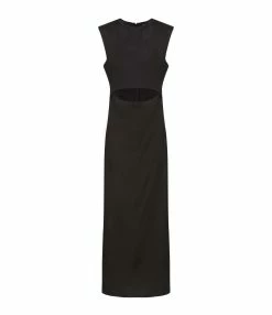 LOULOU STUDIO Robe Sans Manches Copan Satin Noir