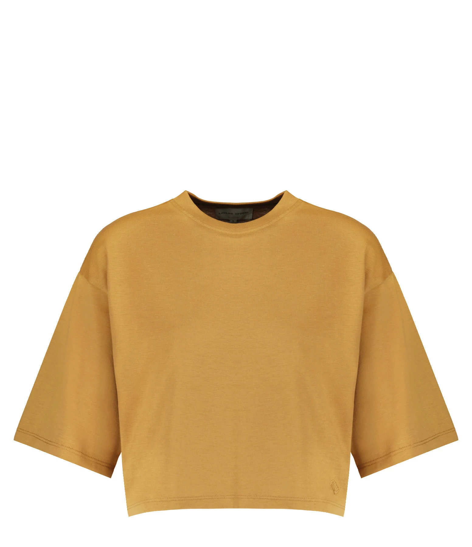 LOULOU STUDIO Tee-shirt Court Gupo Coton Camel