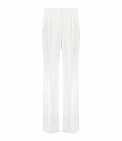 LOULOU STUDIO Pantalon Évasé Tabira Coton Ivoire