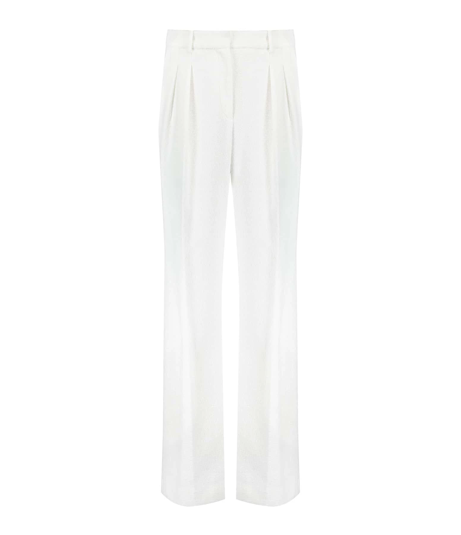 LOULOU STUDIO Pantalon Évasé Tabira Coton Ivoire