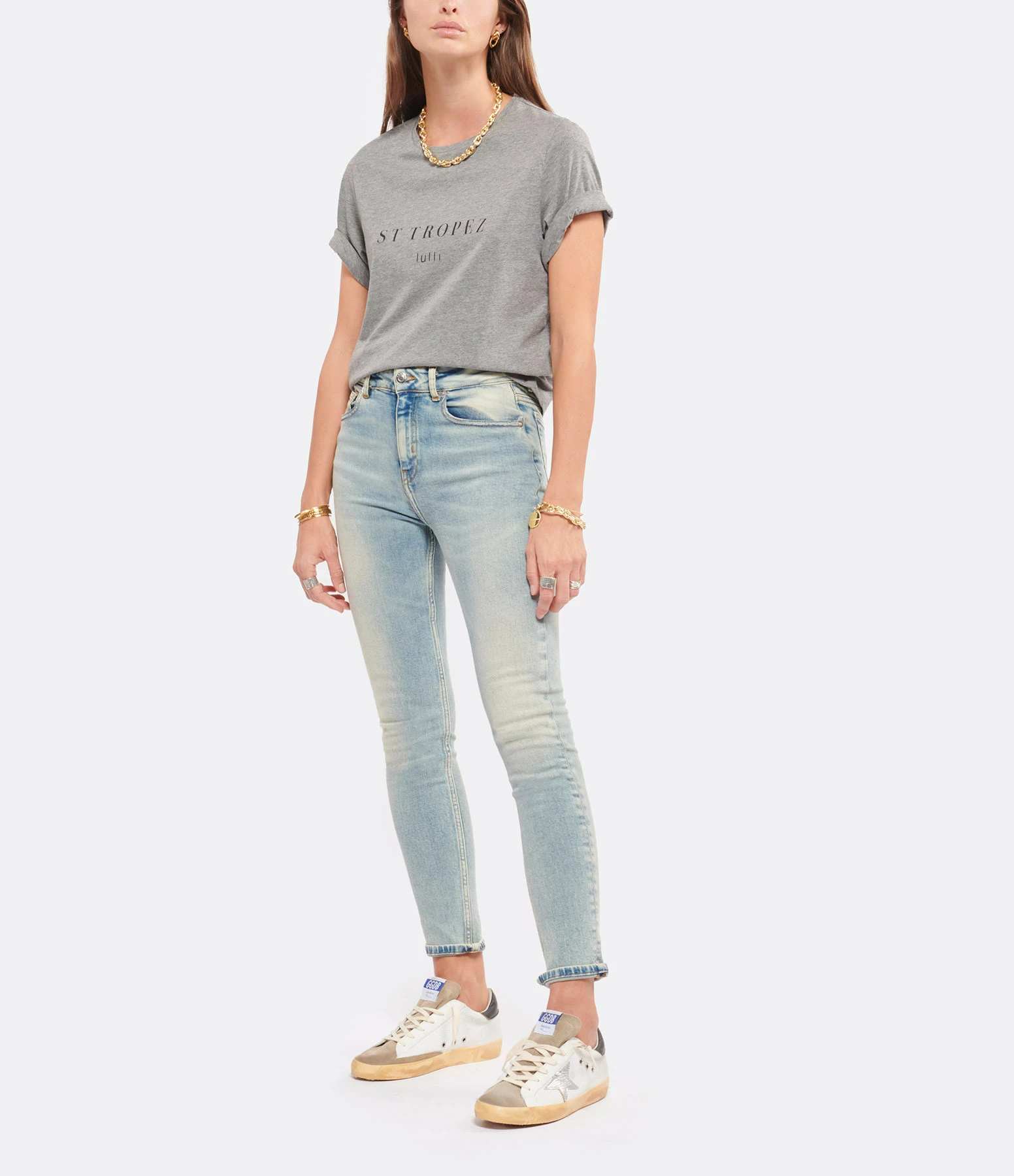 Tee-shirt Lulli St-Tropez Col Rond Coton Gris, Collaboration Jeanne Vouland X Lulli – Image 3