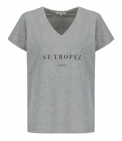 Tee-shirt Lulli St-Tropez Col V Coton Gris, Collaboration Jeanne Vouland X Lulli