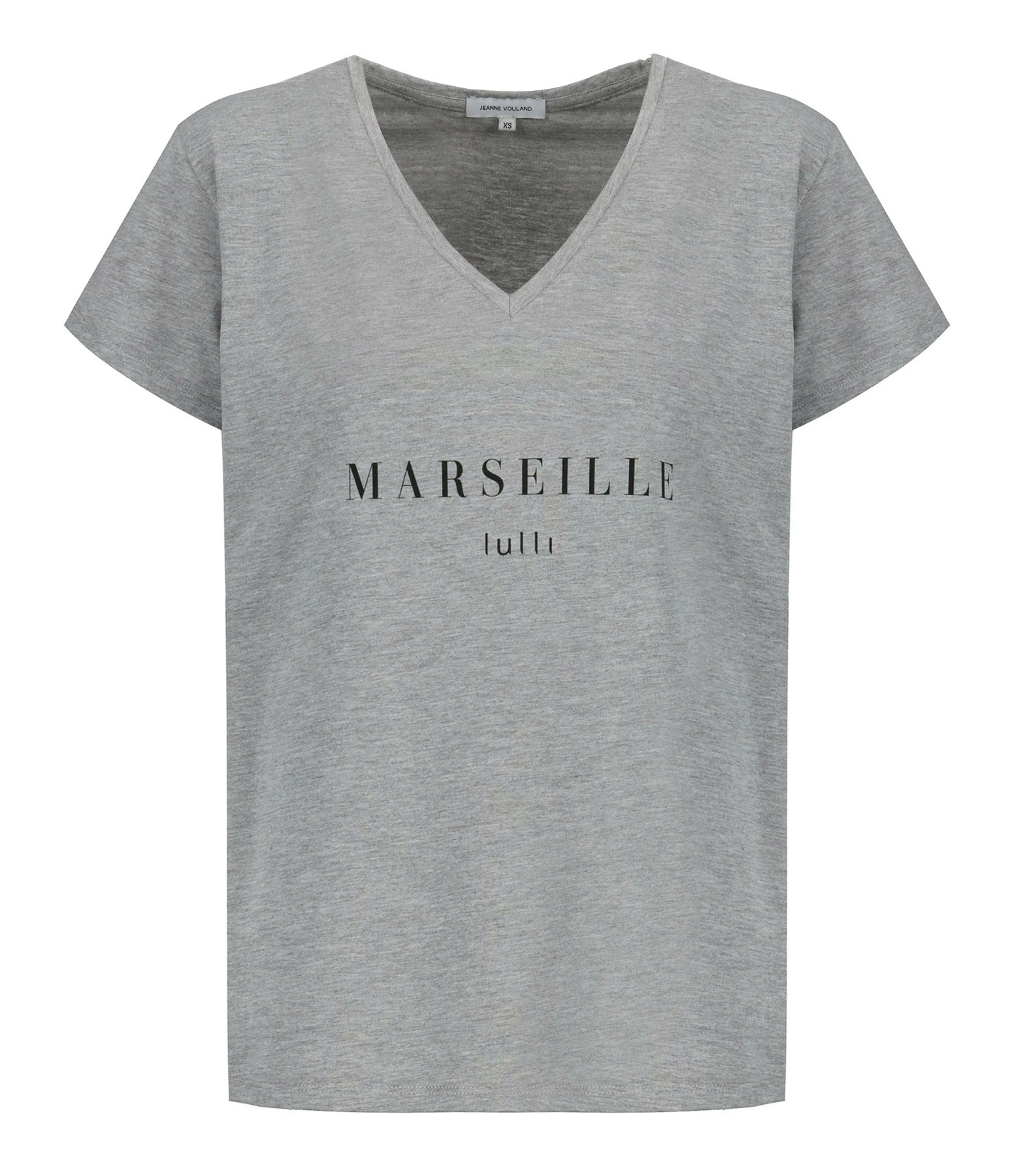 Tee-shirt Lulli Marseille Col V Coton Gris, Collaboration Jeanne Vouland X Lulli