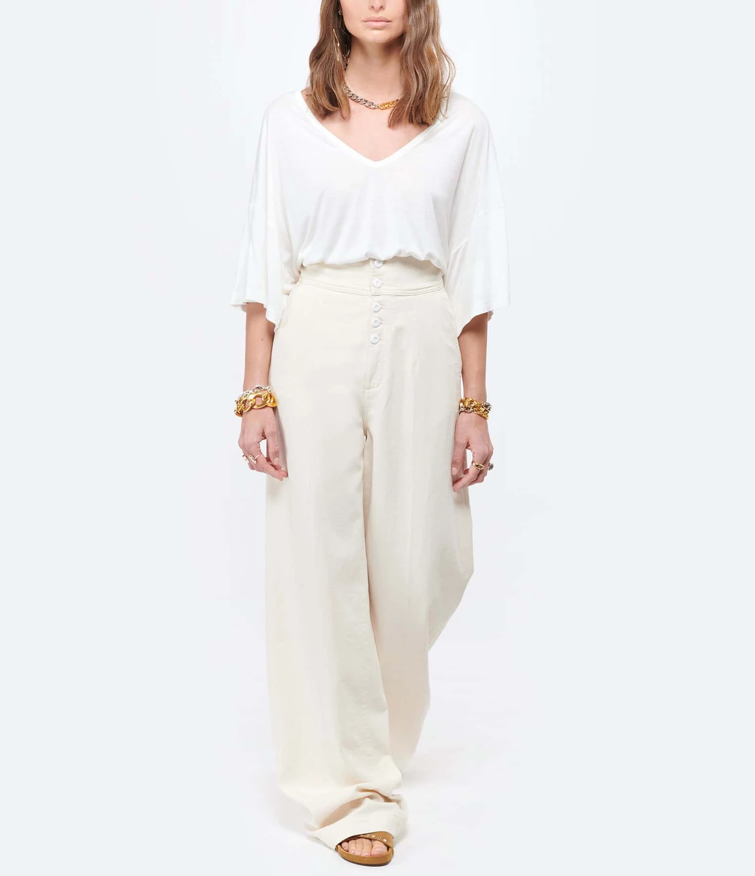 MAEVY MOUVEMENT LIBRE Top Col V Marie Bambou Blanc – Image 4