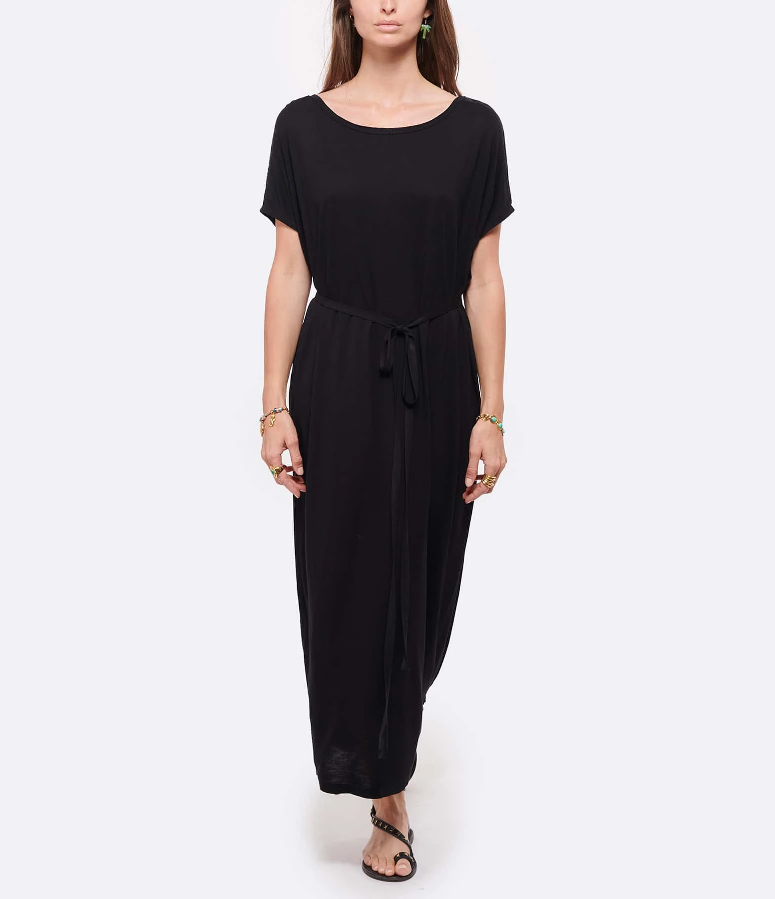 MAEVY MOUVEMENT LIBRE Robe Ceinturée Margo Bambou Noir – Image 3