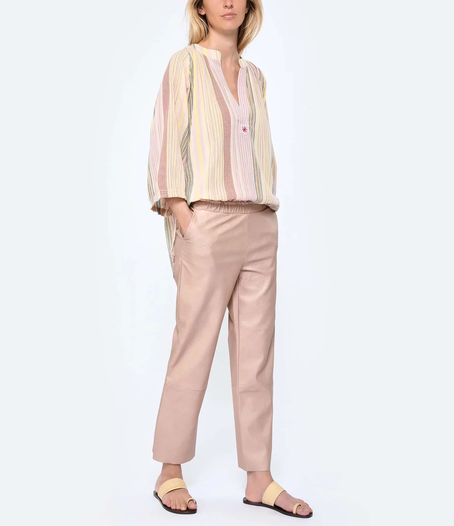 MAEVY MOUVEMENT LIBRE Pantalon Pantavegan Cuir Vegan Opale – Image 3