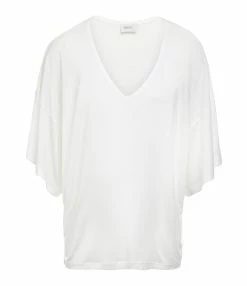 MAEVY MOUVEMENT LIBRE Top Col V Marie Bambou Blanc