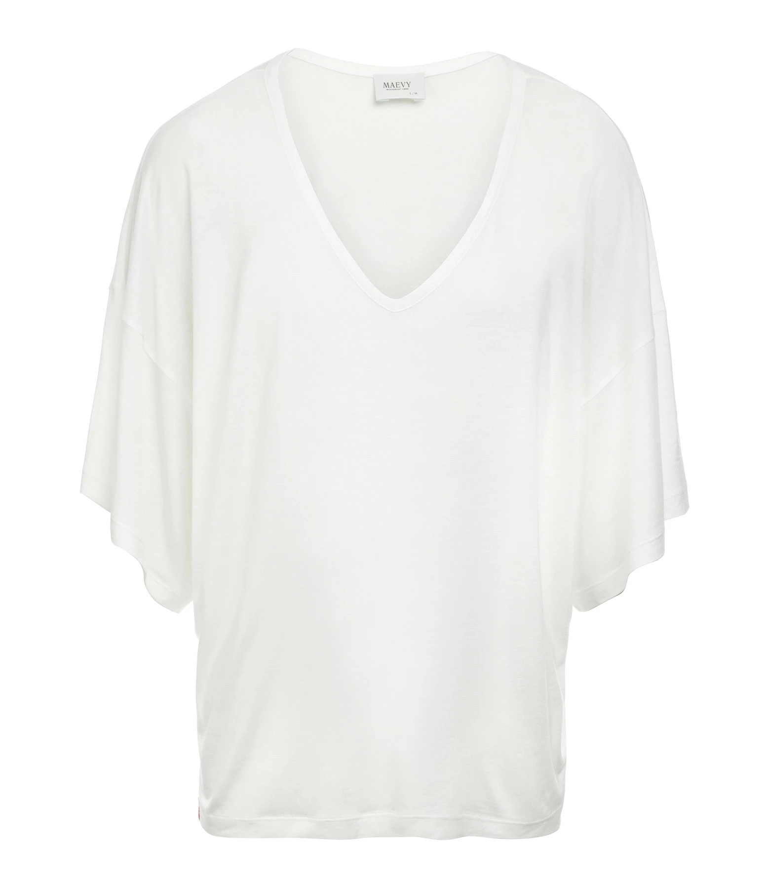 MAEVY MOUVEMENT LIBRE Top Col V Marie Bambou Blanc
