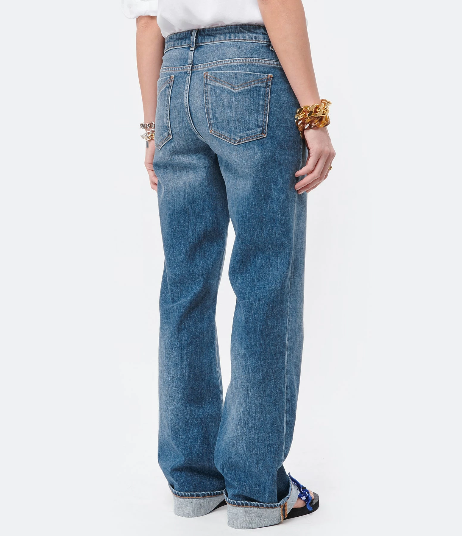 MAISON STANDARDS Jean Flare Blaise Coton Bleu – Image 5