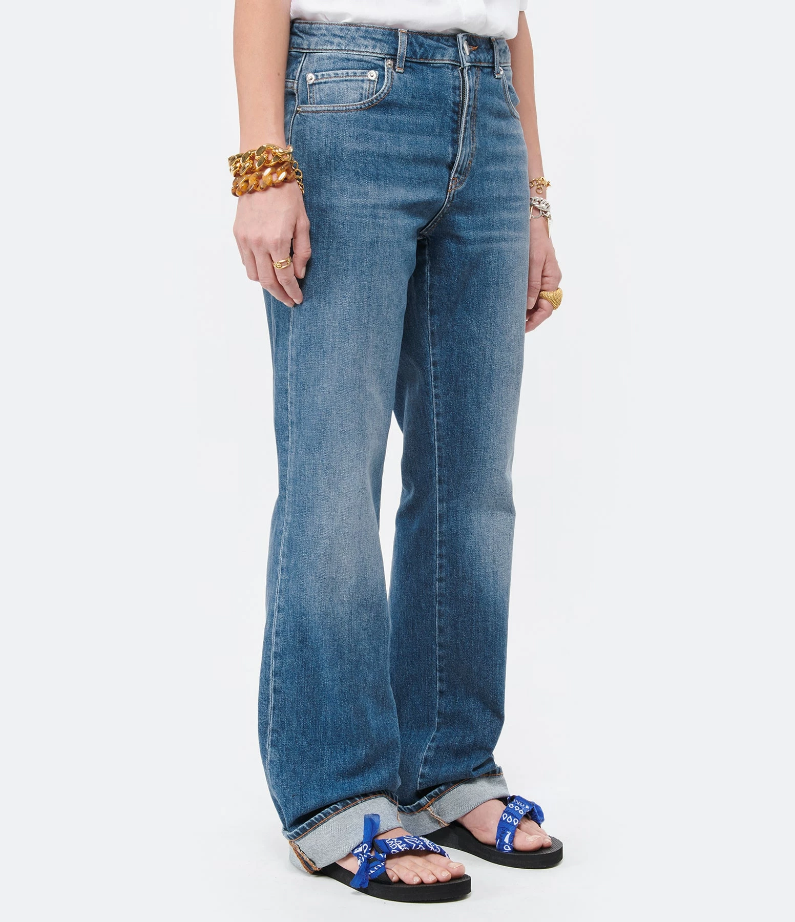 MAISON STANDARDS Jean Flare Blaise Coton Bleu – Image 4