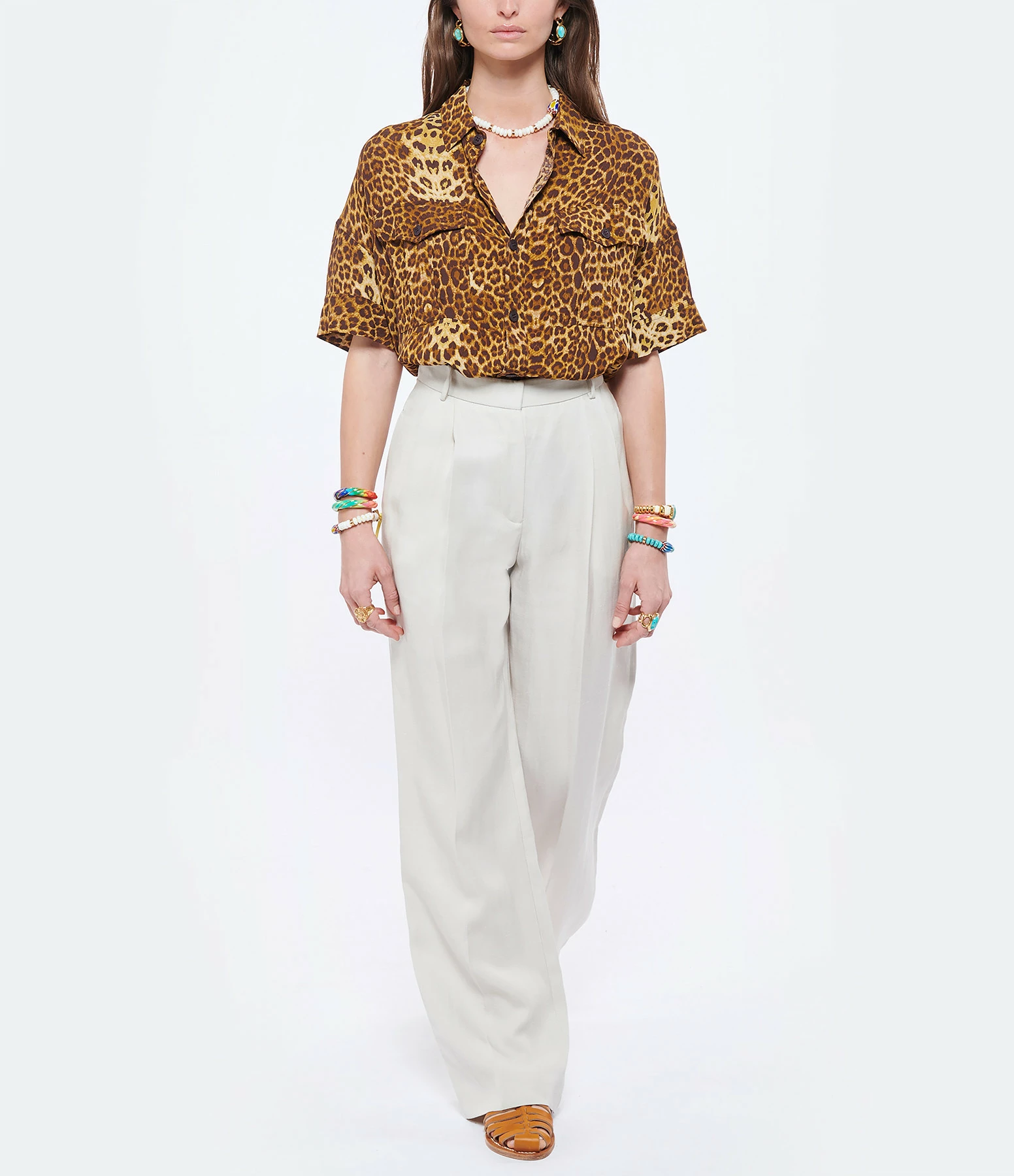 MAISON STANDARDS Pantalon Palazzo Amal Lin Écru – Image 3