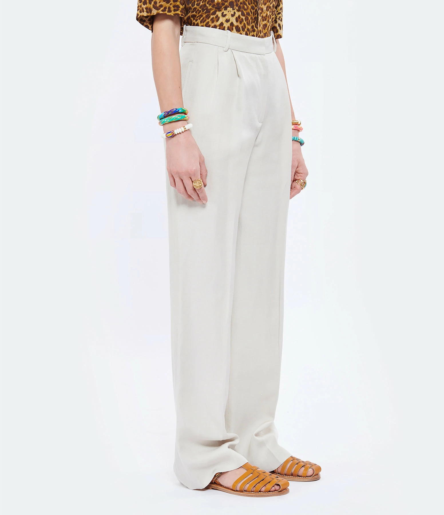 MAISON STANDARDS Pantalon Palazzo Amal Lin Écru – Image 4