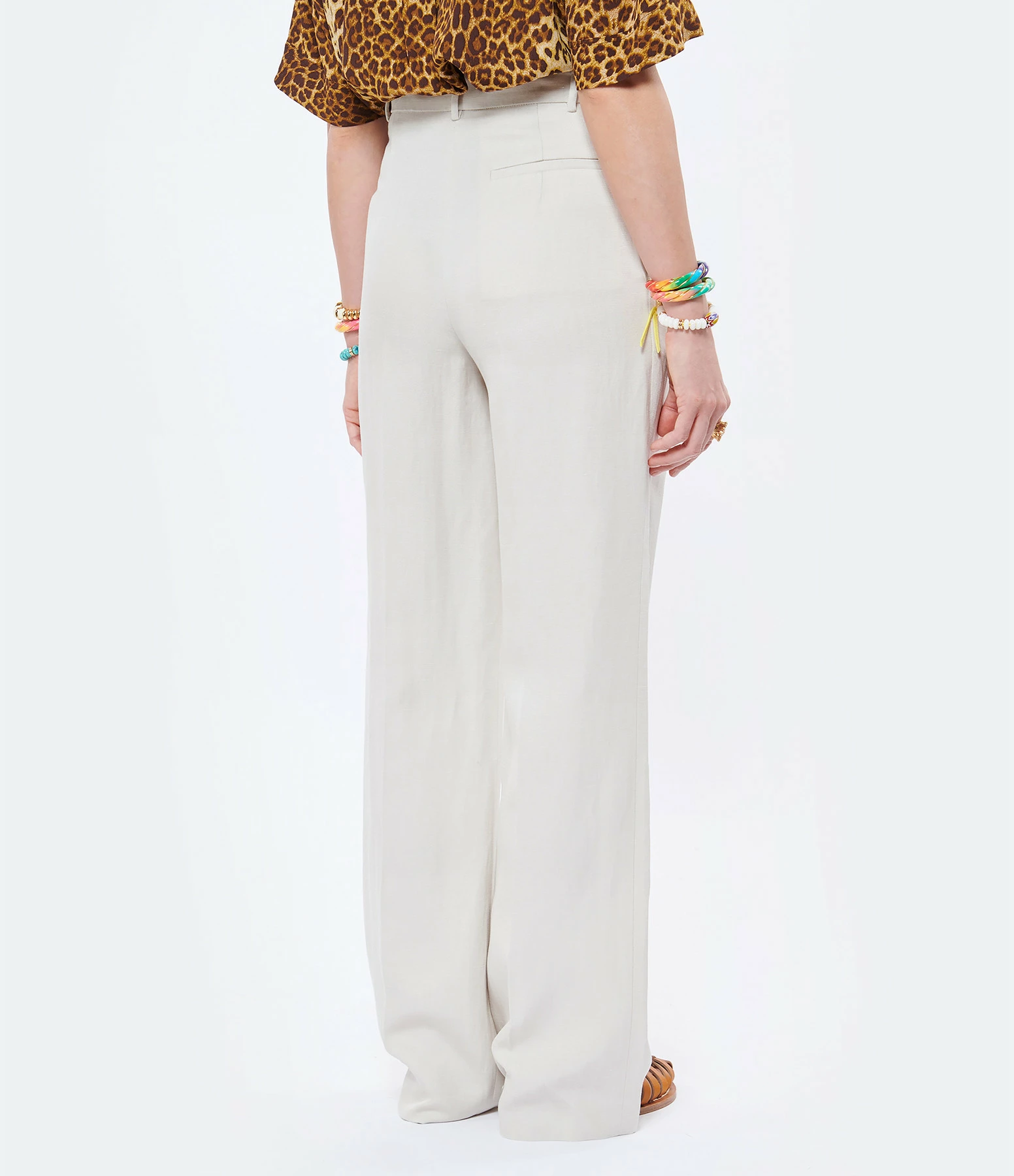 MAISON STANDARDS Pantalon Palazzo Amal Lin Écru – Image 5
