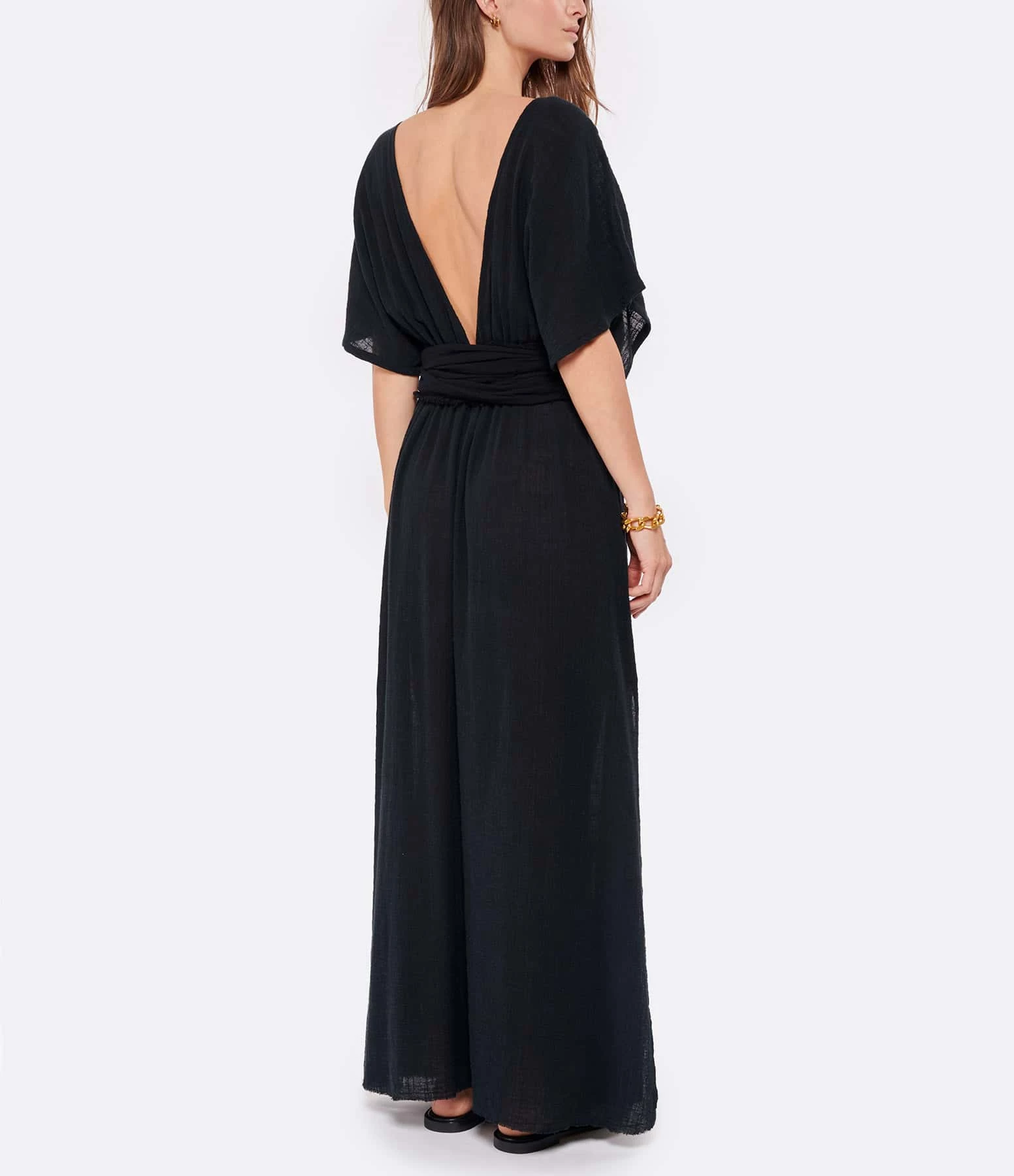 MAISON SAINT JULIEN Robe Empire Longue Coton Noir – Image 4