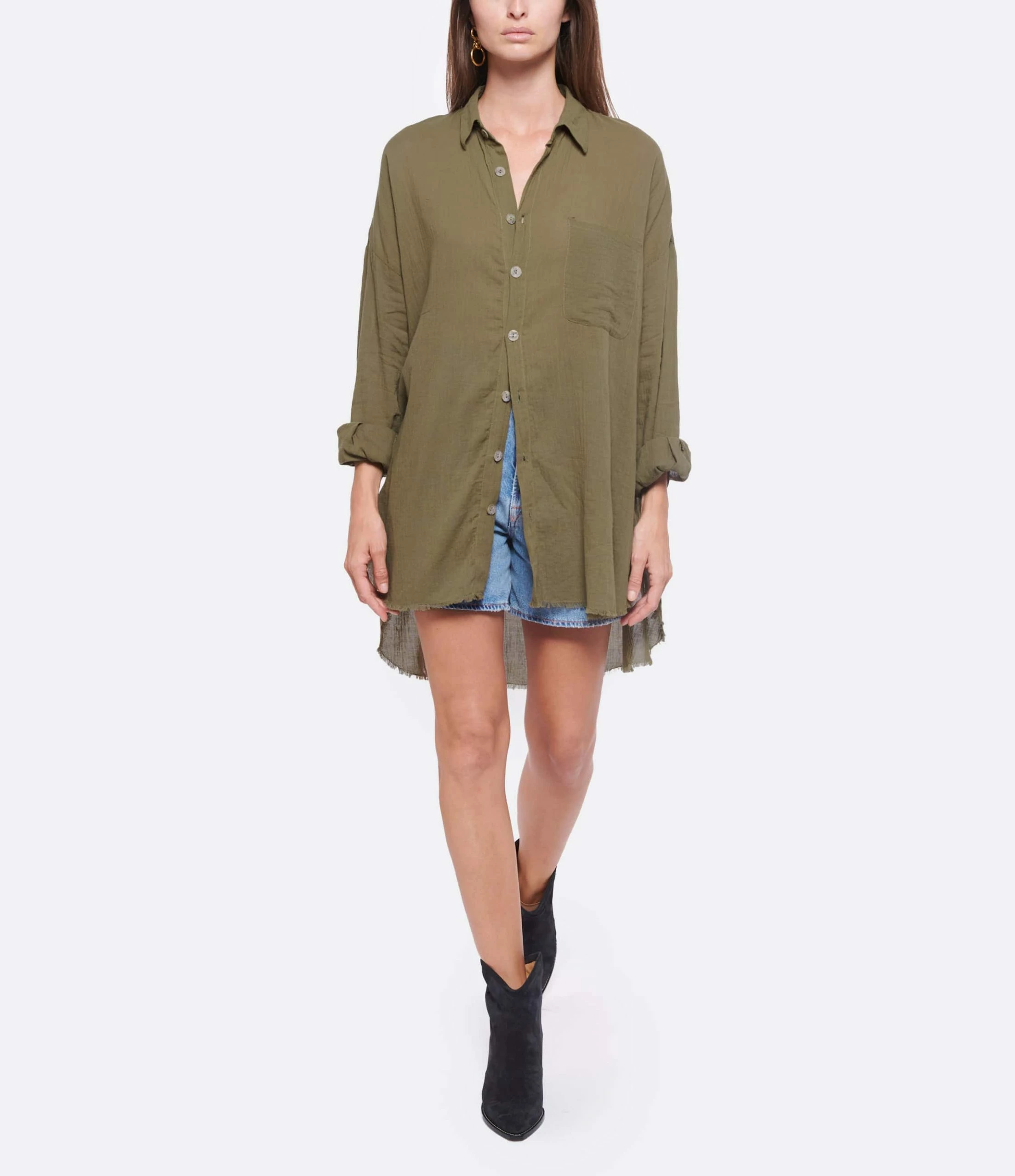 MAISON SAINT JULIEN Robe Mykonos Coton Kaki – Image 2