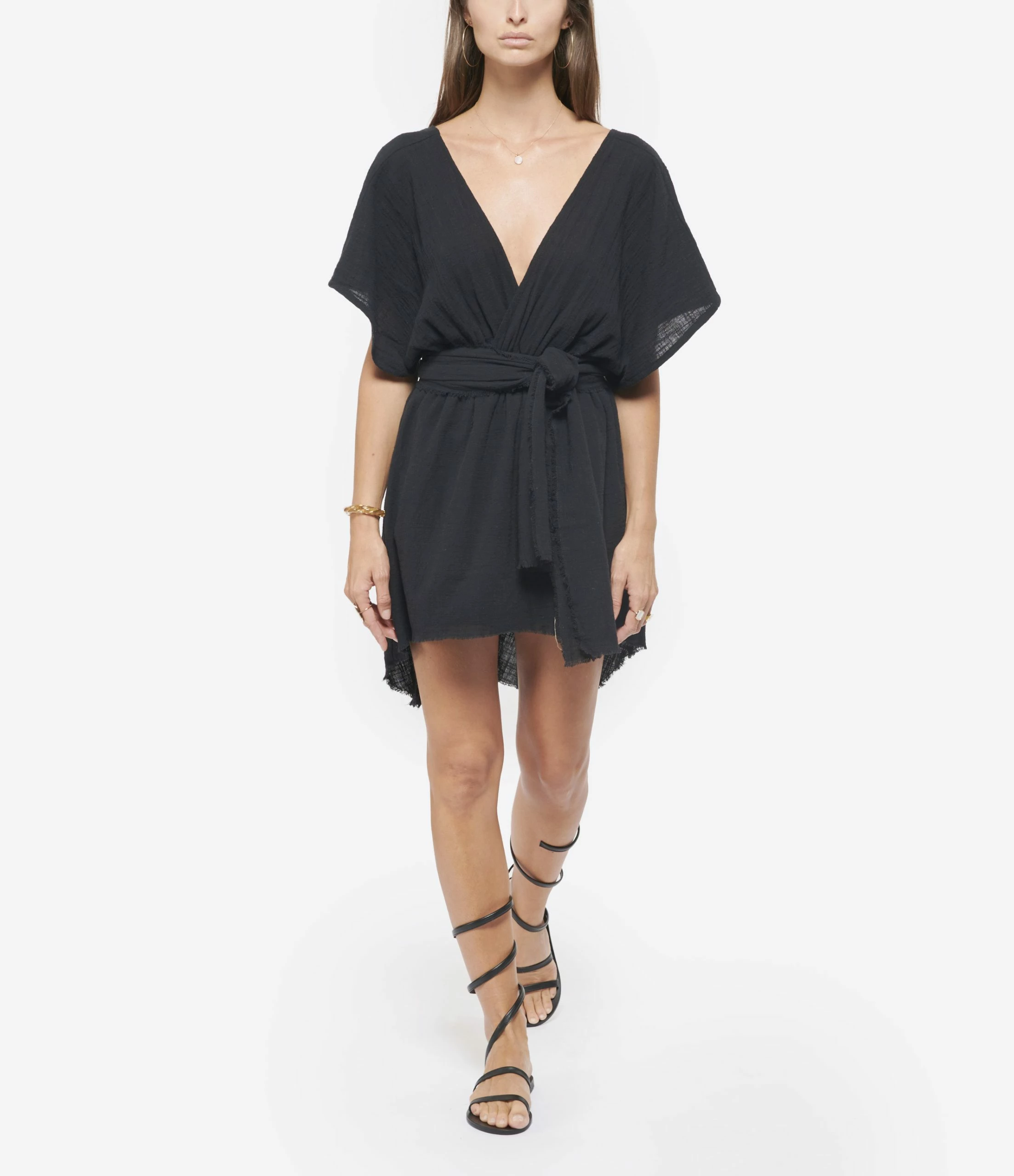 MAISON SAINT JULIEN Robe Empire Courte Coton Noir – Image 3