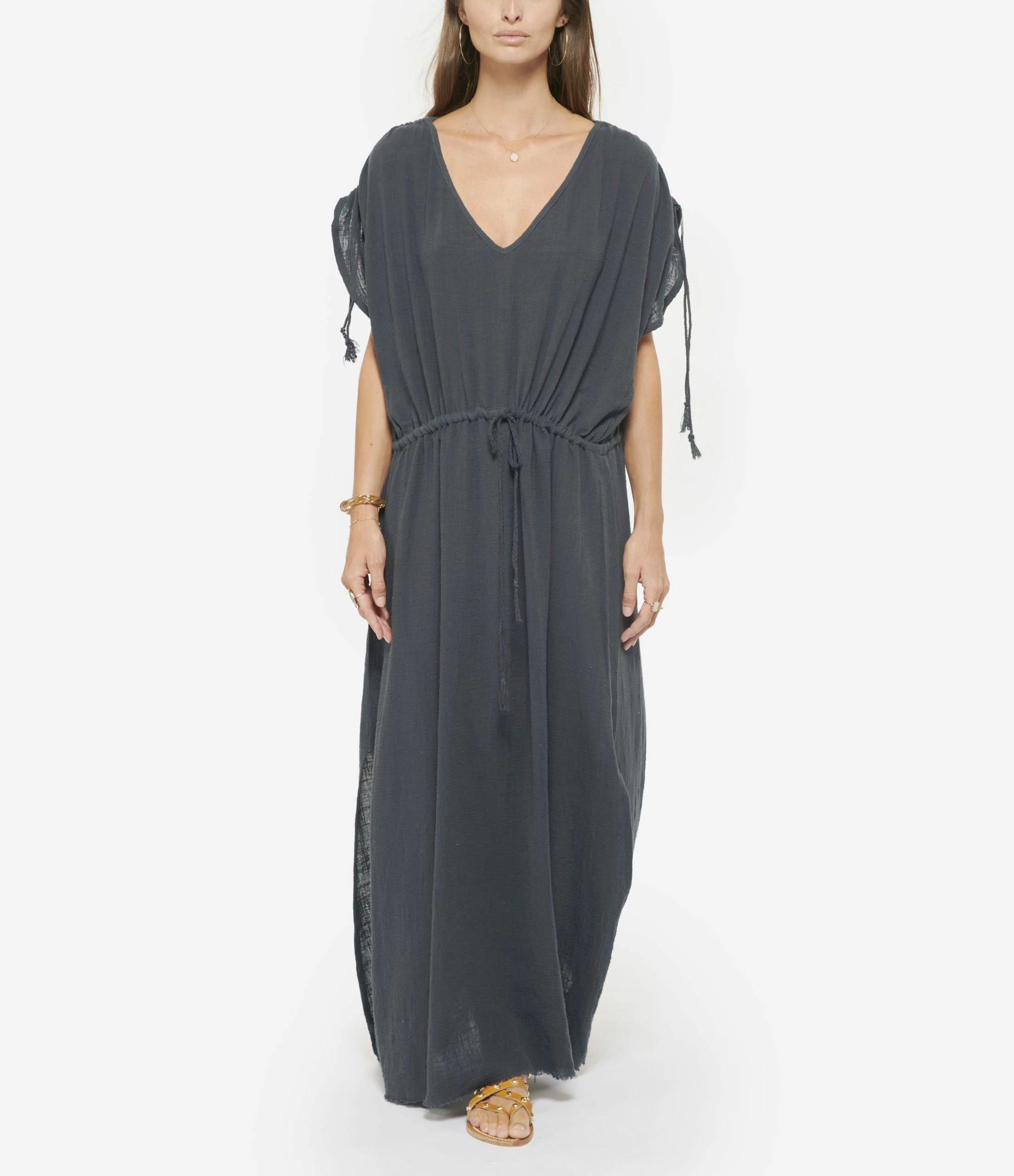 MAISON SAINT JULIEN Robe Alexandrie Longue Coton Midnight Blue – Image 3