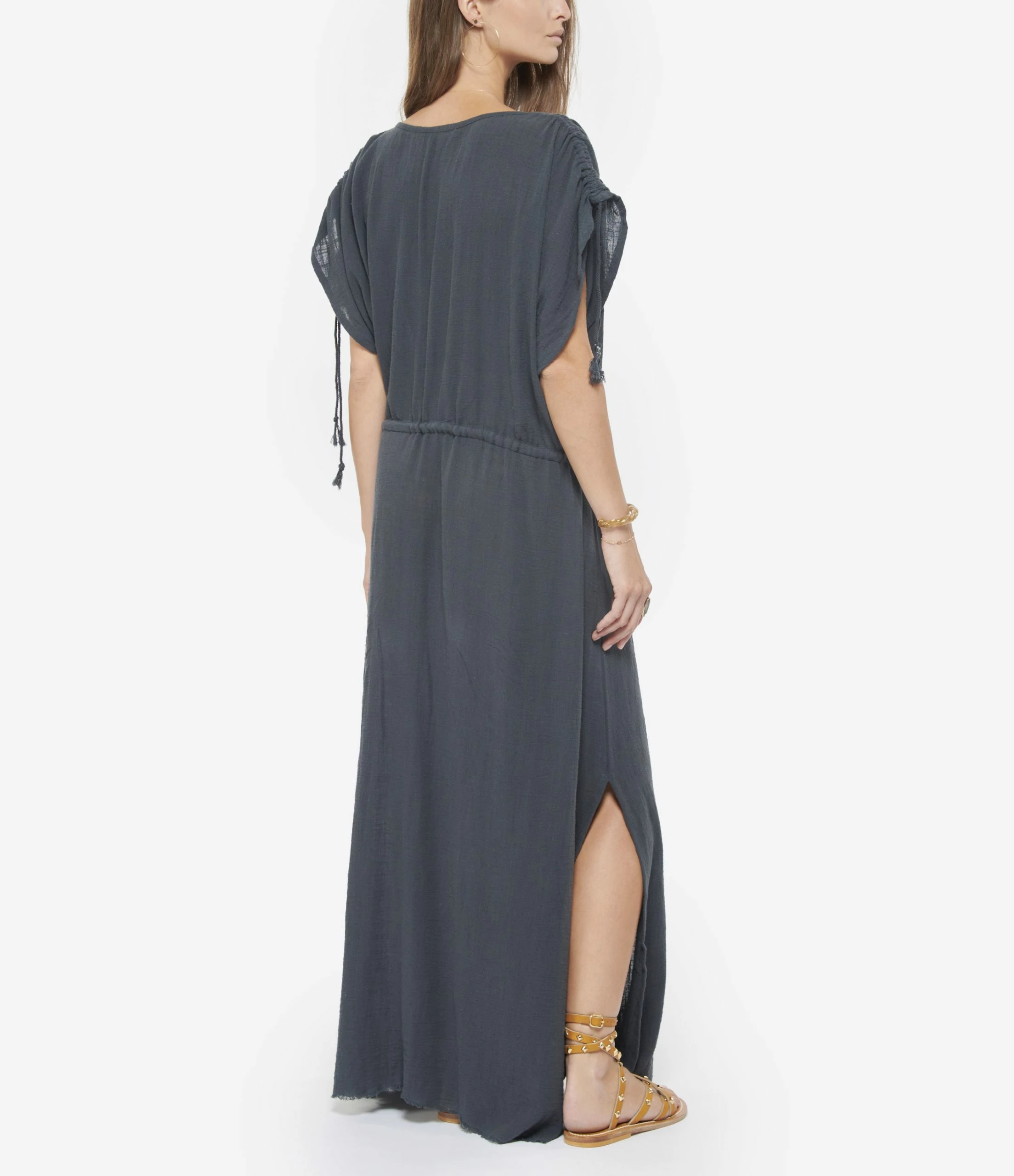 MAISON SAINT JULIEN Robe Alexandrie Longue Coton Midnight Blue – Image 4