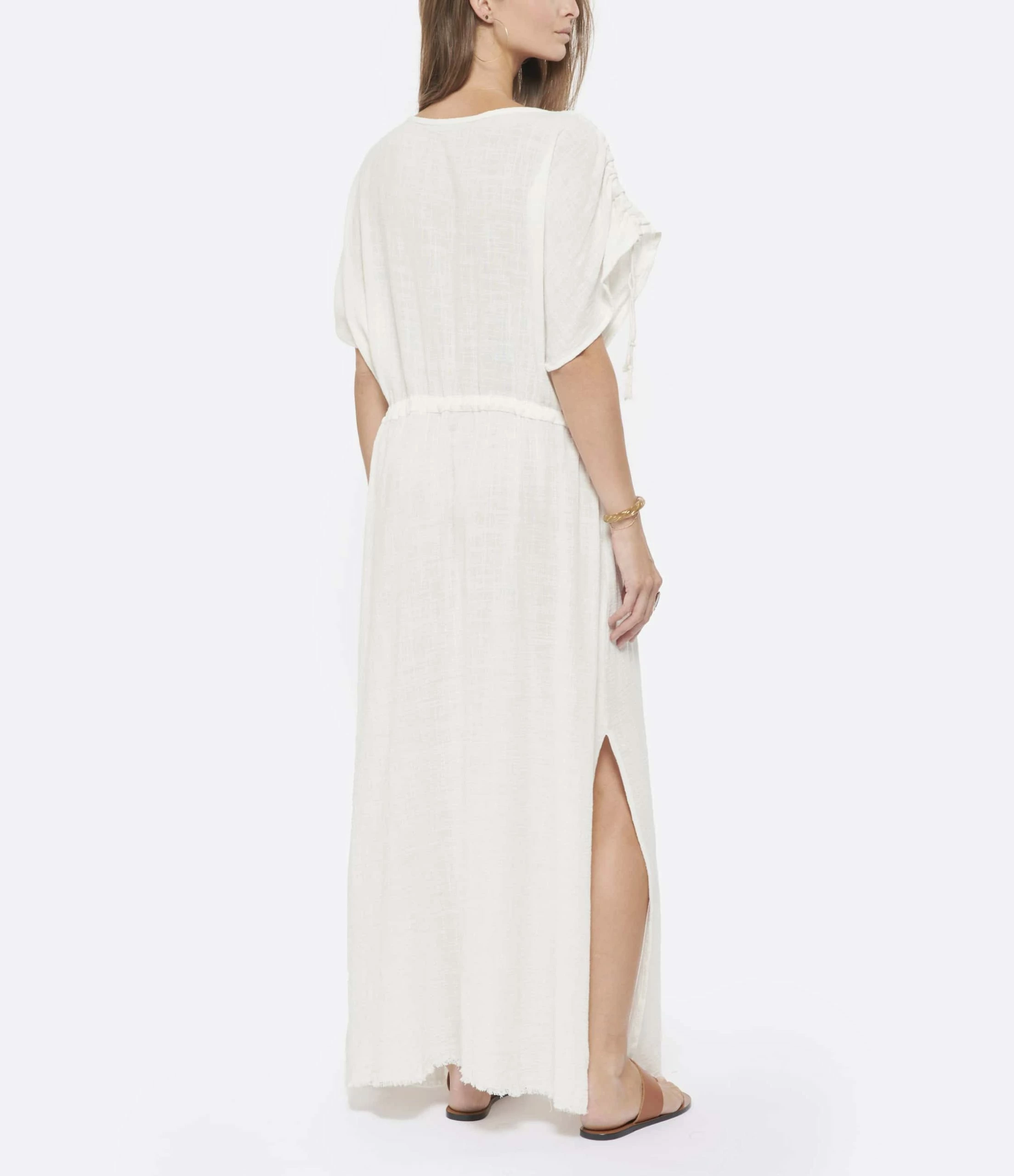 MAISON SAINT JULIEN Robe Alexandrie Longue Coton Blanc – Image 4