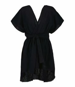 MAISON SAINT JULIEN Robe Empire Courte Coton Noir