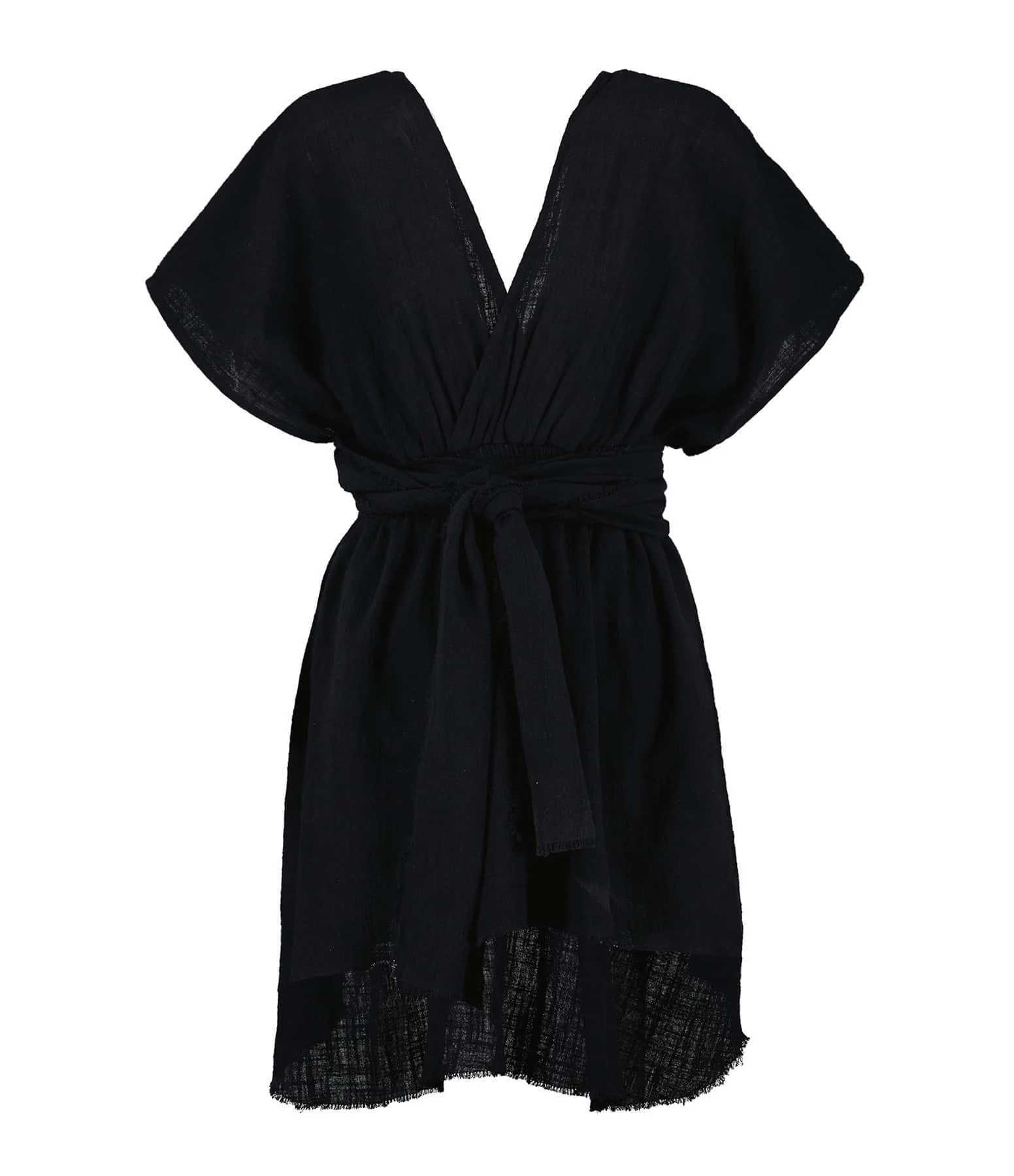 MAISON SAINT JULIEN Robe Empire Courte Coton Noir