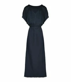 MAISON SAINT JULIEN Robe Alexandrie Longue Coton Midnight Blue
