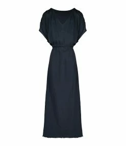 MAISON SAINT JULIEN Robe Alexandrie Longue Coton Midnight Blue