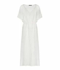 MAISON SAINT JULIEN Robe Alexandrie Longue Coton Blanc
