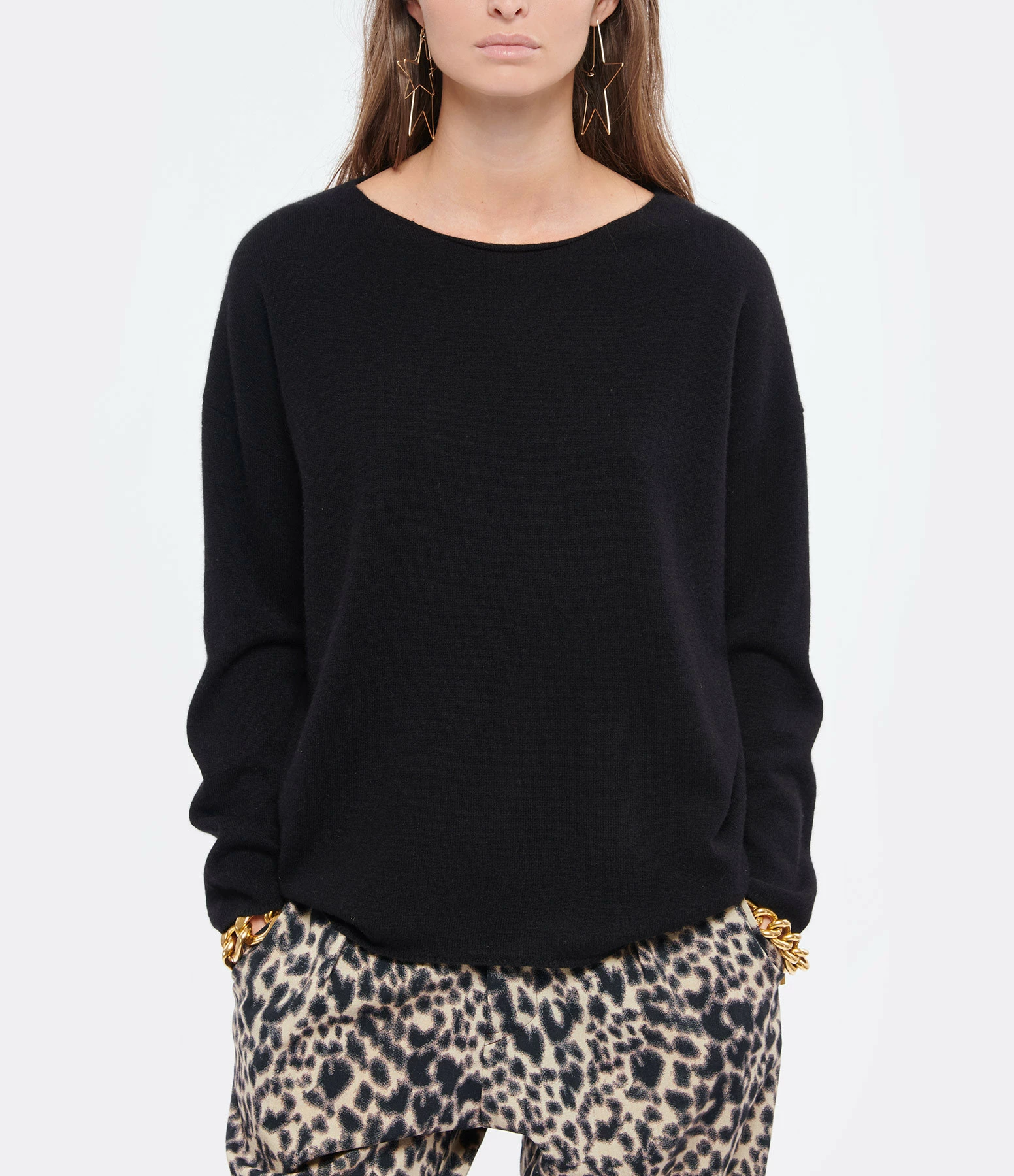 MAJESTIC FILATURES Pull Col Bateau Cachemire Noir – Image 3