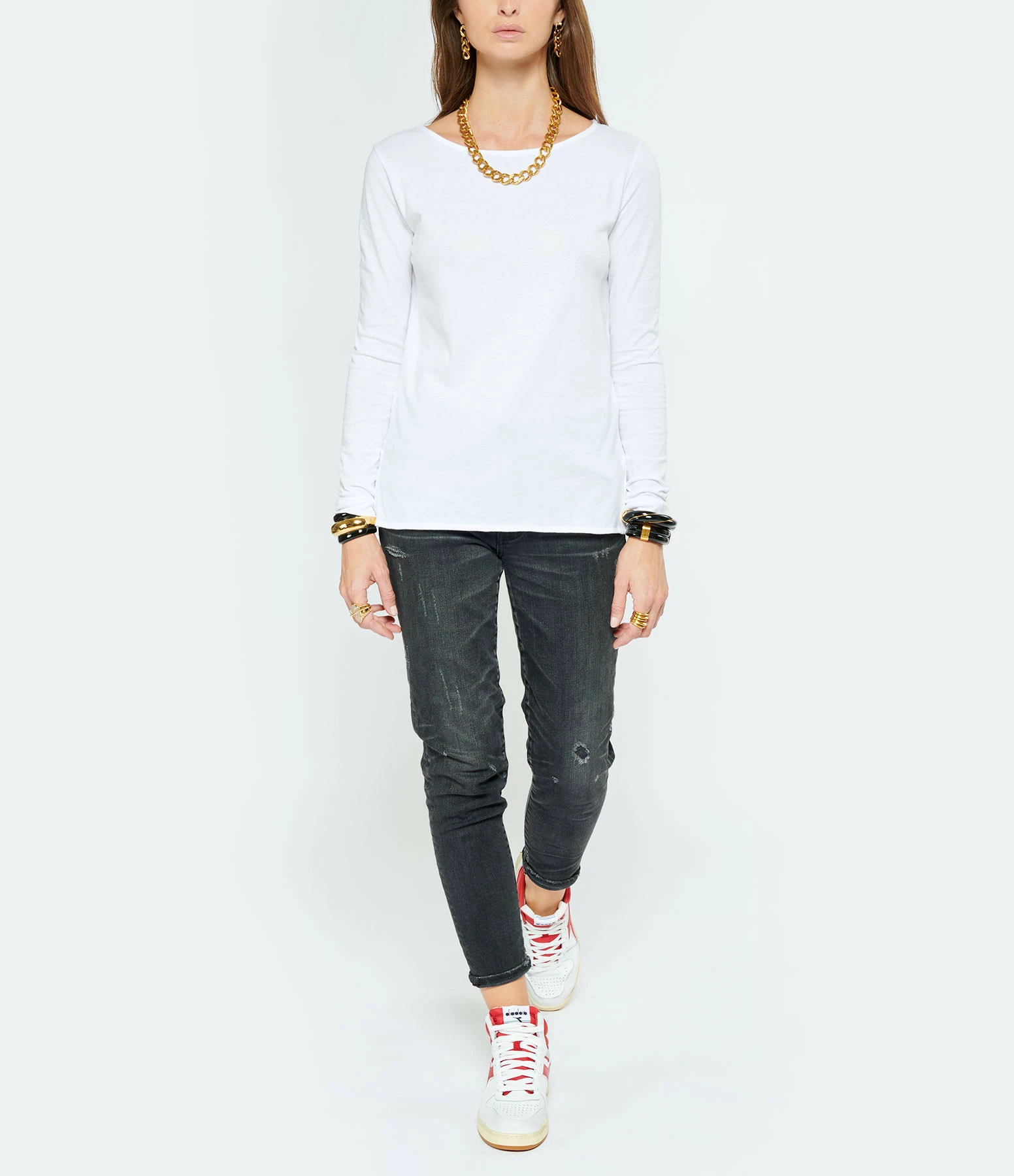 MAJESTIC FILATURES Tee-shirt Manches Longues Col Bateau Blanc – Image 4