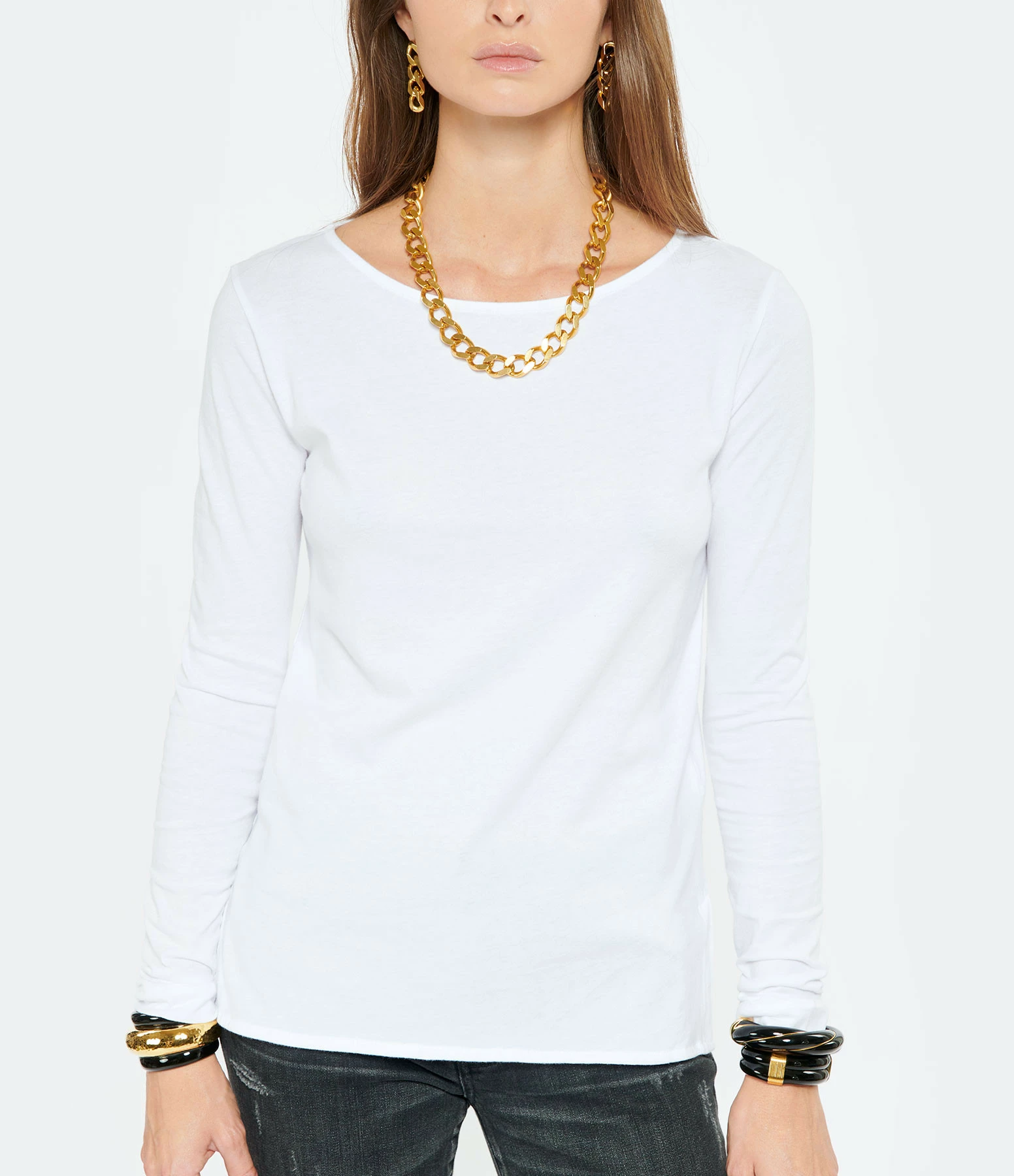 MAJESTIC FILATURES Tee-shirt Manches Longues Col Bateau Blanc – Image 3