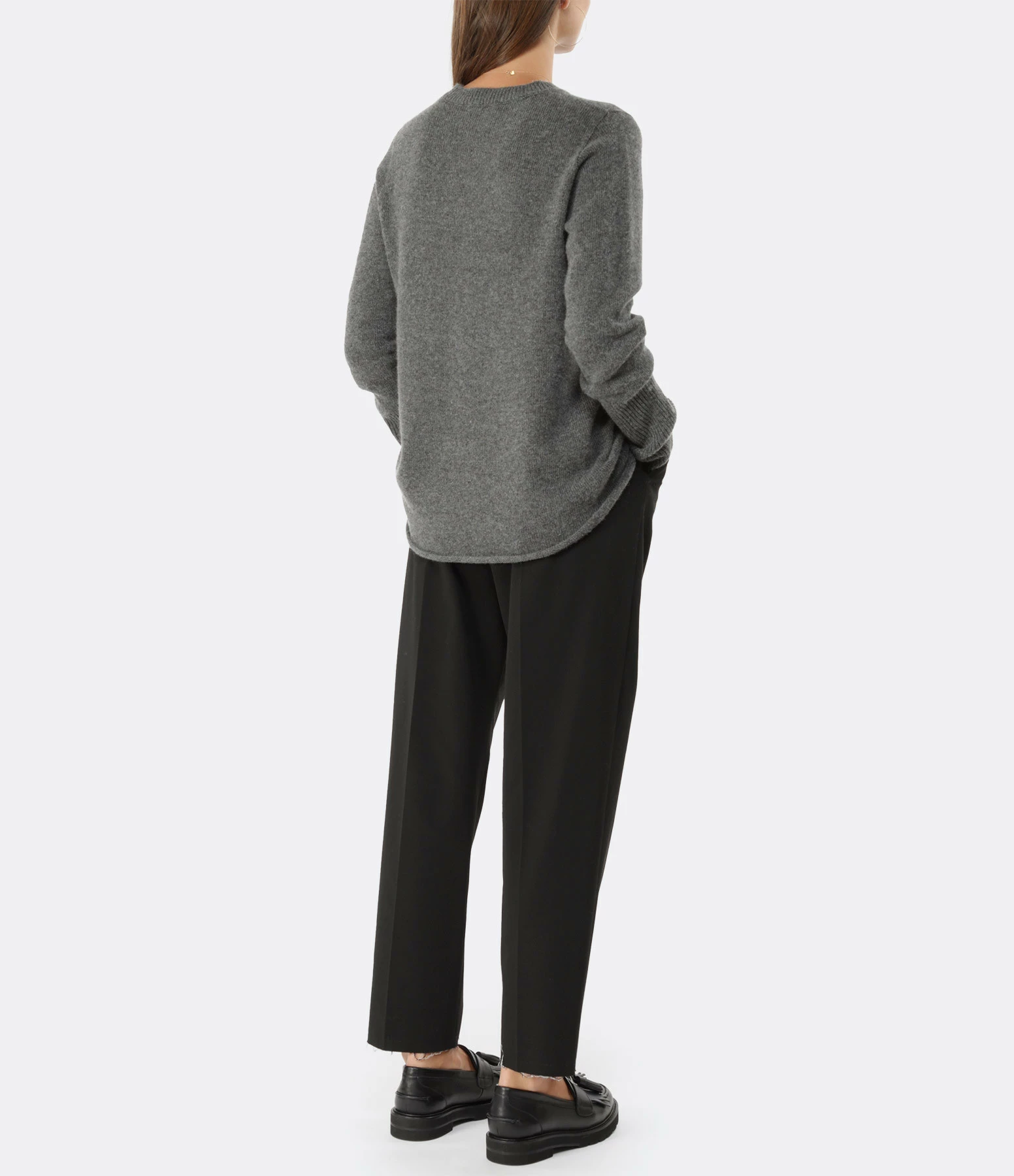 MAJESTIC FILATURES Pull Col Rond Laine Cachemire Gris Chiné – Image 5