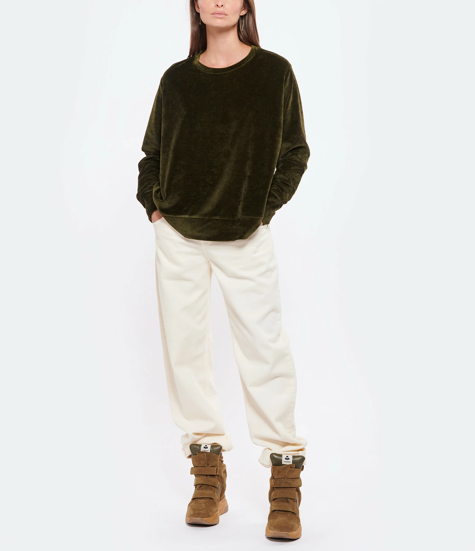 MAJESTIC FILATURES Pull Coton Olive – Image 4