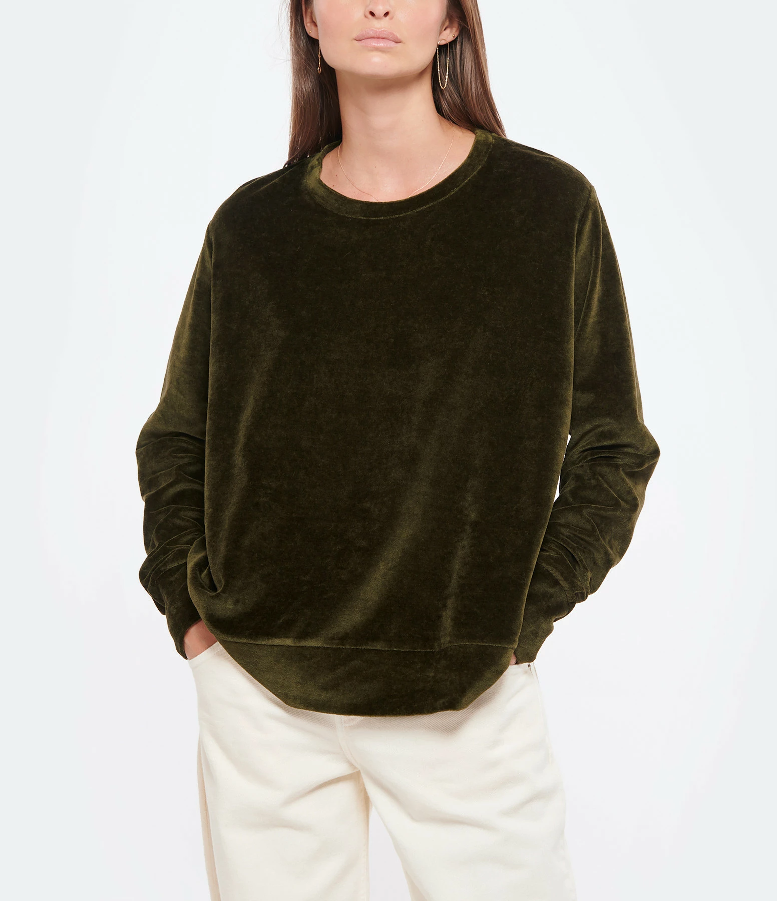 MAJESTIC FILATURES Pull Coton Olive – Image 3