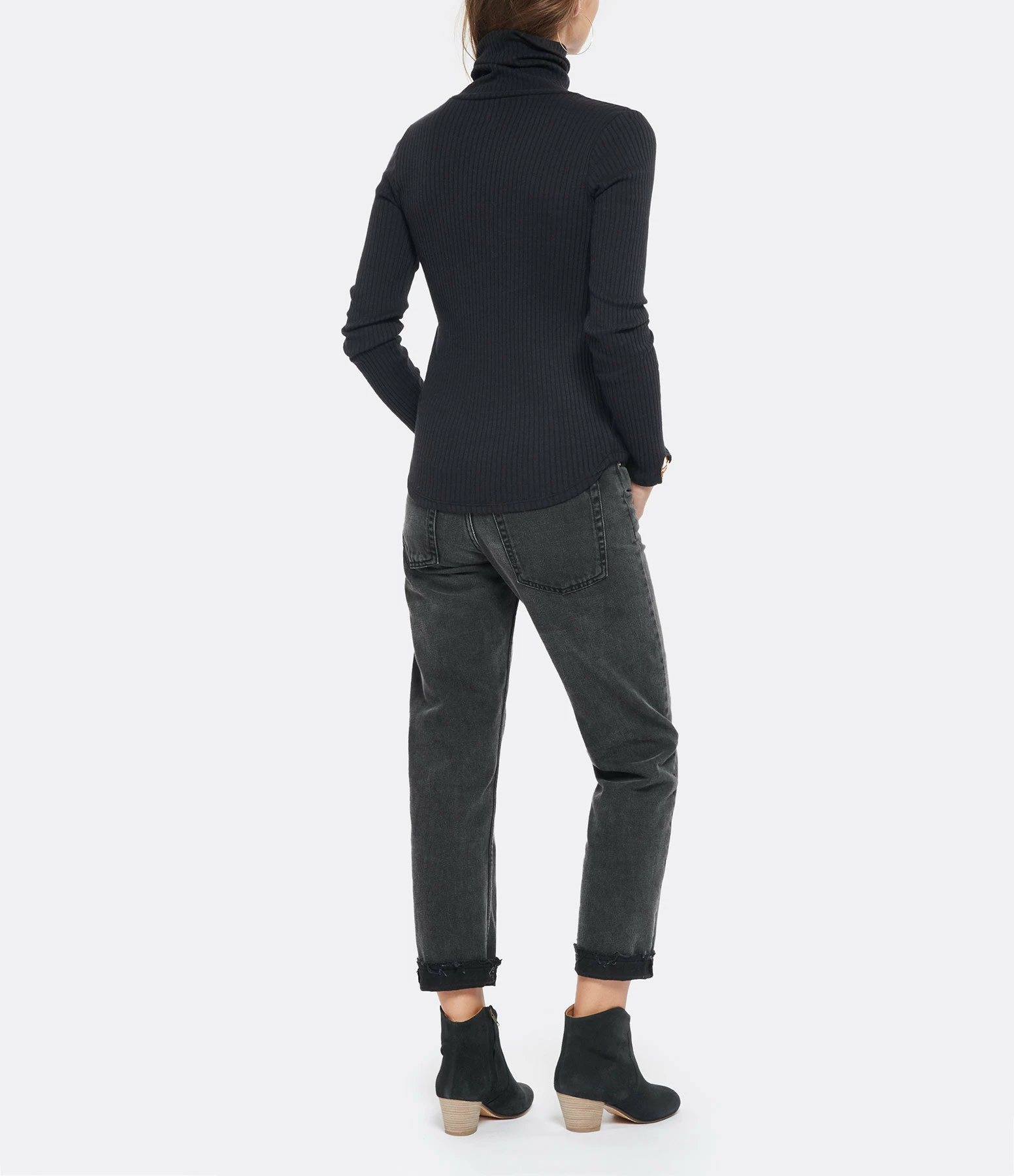 MAJESTIC FILATURES Tee-shirt Col Roulé Coton Noir – Image 5