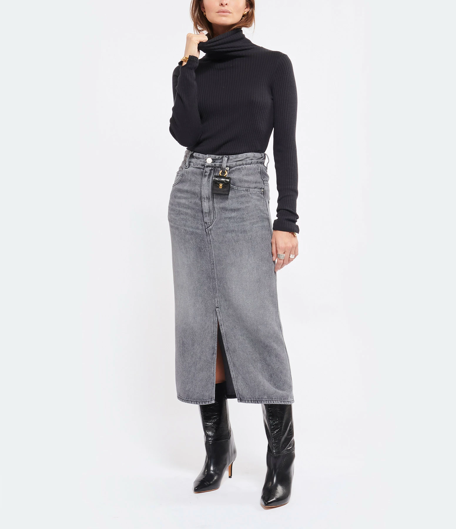 MAJESTIC FILATURES Tee-shirt Col Roulé Coton Noir – Image 6