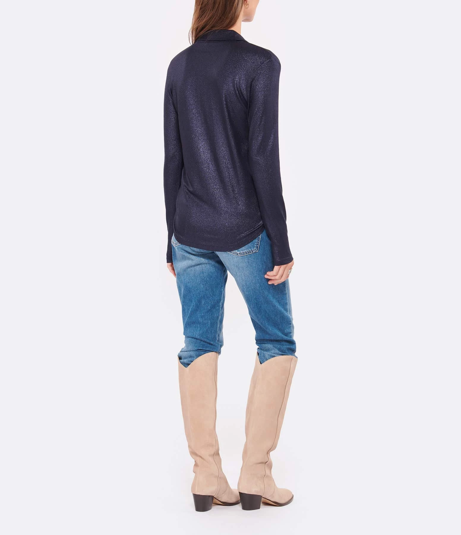 MAJESTIC FILATURES Chemise Métallique Navy 7 MAJESTIC FILATURES Chemise Métallique Navy – Image 5