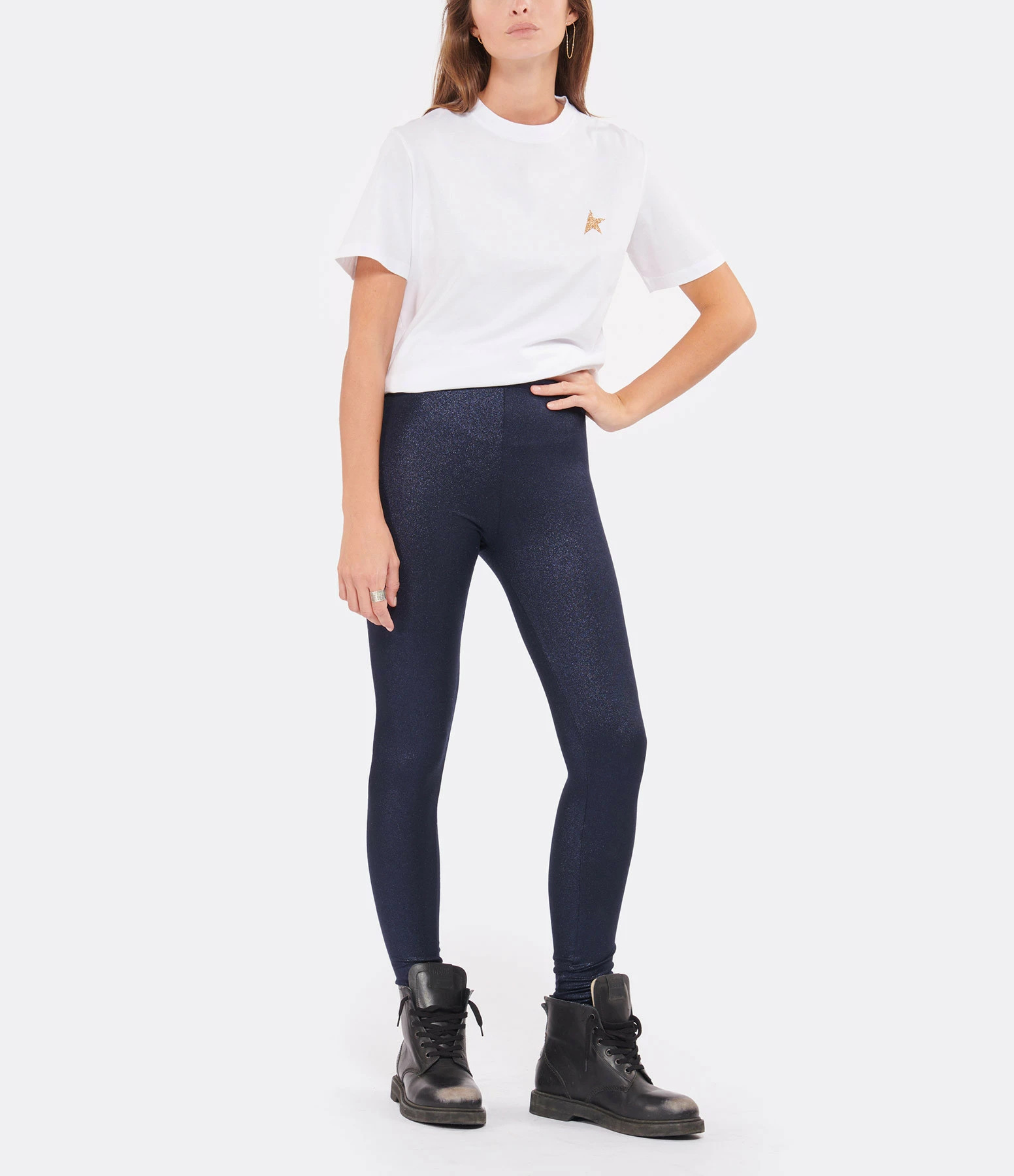 MAJESTIC FILATURES Legging Métallique Navy 5 MAJESTIC FILATURES Legging Métallique Navy – Image 3