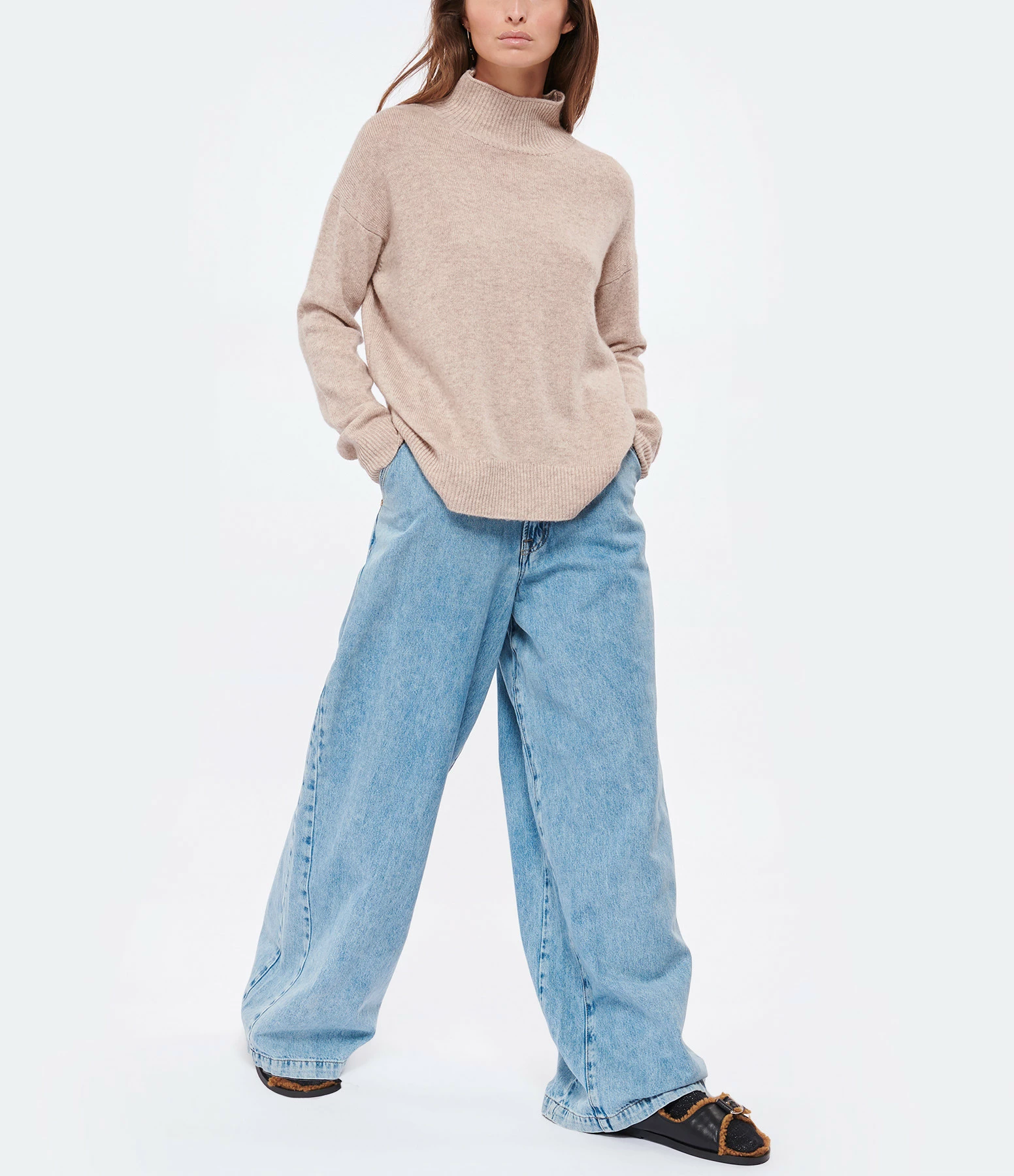 MAJESTIC FILATURES Pull Col Montant Laine Cachemire Ficelle – Image 4