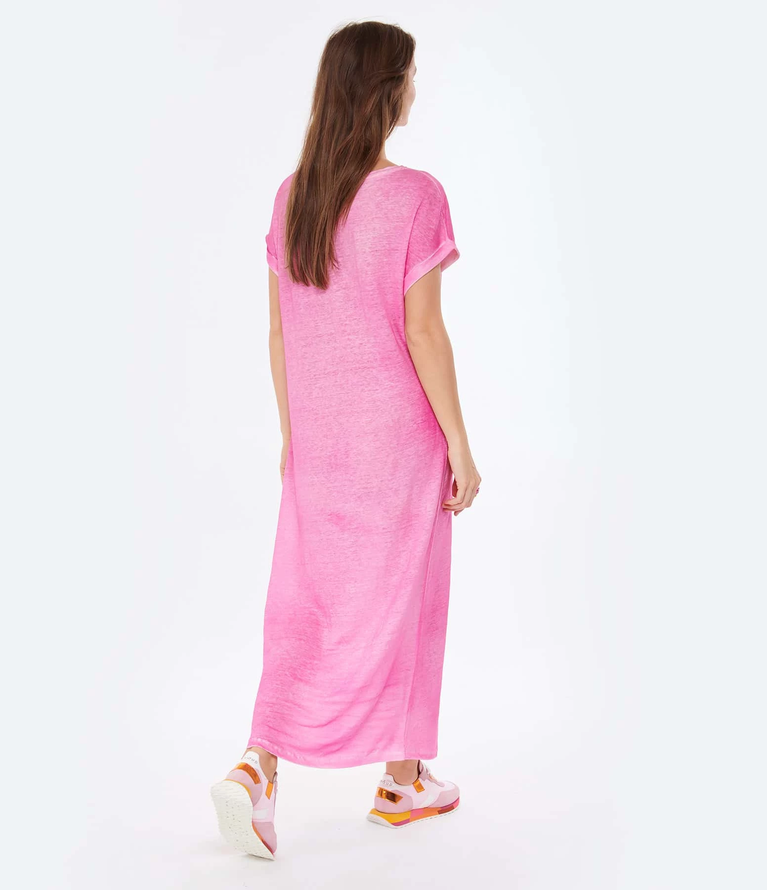 MAJESTIC FILATURES Robe Longue Lin Flamingo – Image 4