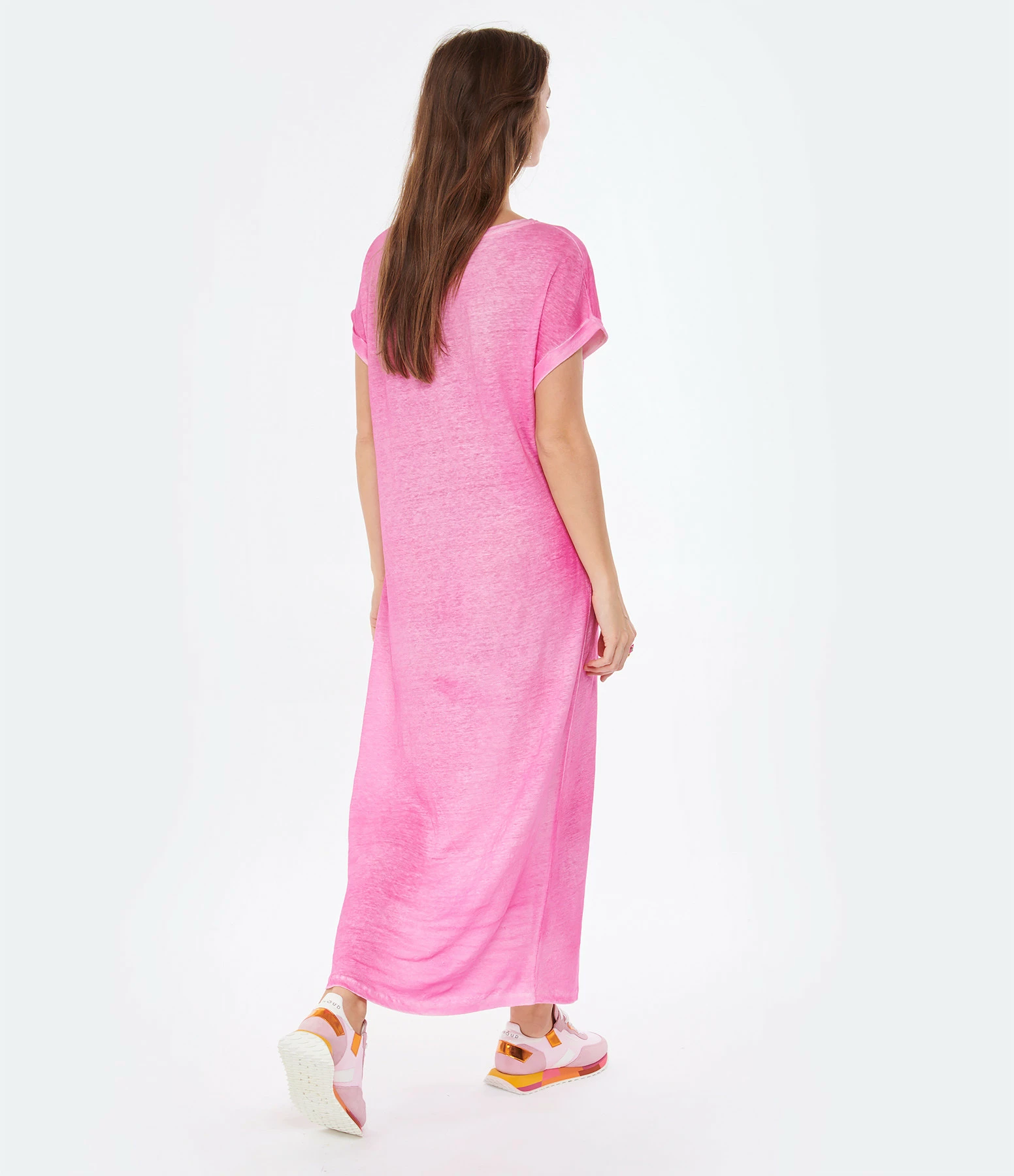 MAJESTIC FILATURES Robe Longue Lin Flamingo – Image 4